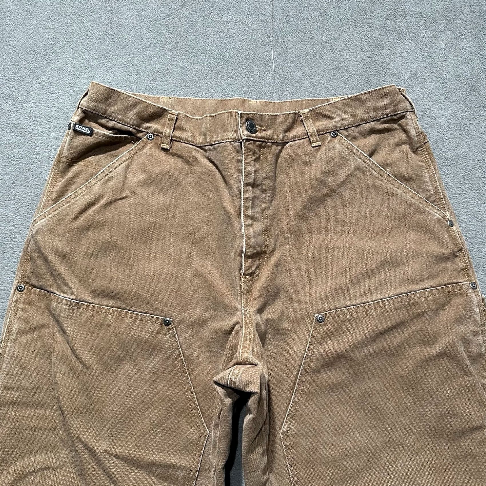 SOREL Vintage Sorel Pants Mens 36x32 (36x30.5) Brown Canvas Double Knee Relaxed Heavy Size US 36 / EU 52 - 3 Thumbnail