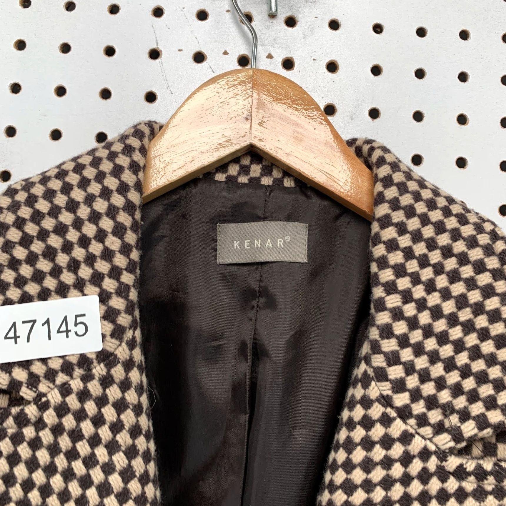 Vintage Kenar Wool Tweed Blazer Womens Medium Brown Checkered Check Business Work Shirt Size M / US 6-8 / IT 42-44 - 3 Thumbnail