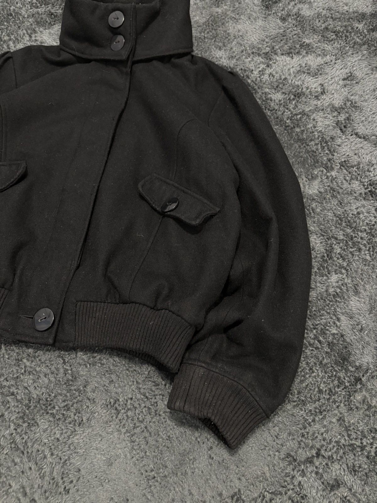 Hysteric Glamour 00s Vintage Y2K High Neck Wool Bomber Jacket Size L / US 10 / IT 46 - 2 Thumbnail