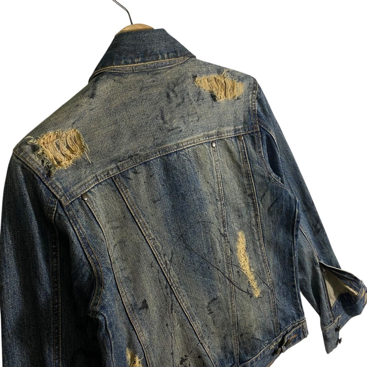 Japanese Brand Vintage Midas Painted Distressed Denim Button Jacket Size S / US 4 / IT 40 - 15 Thumbnail