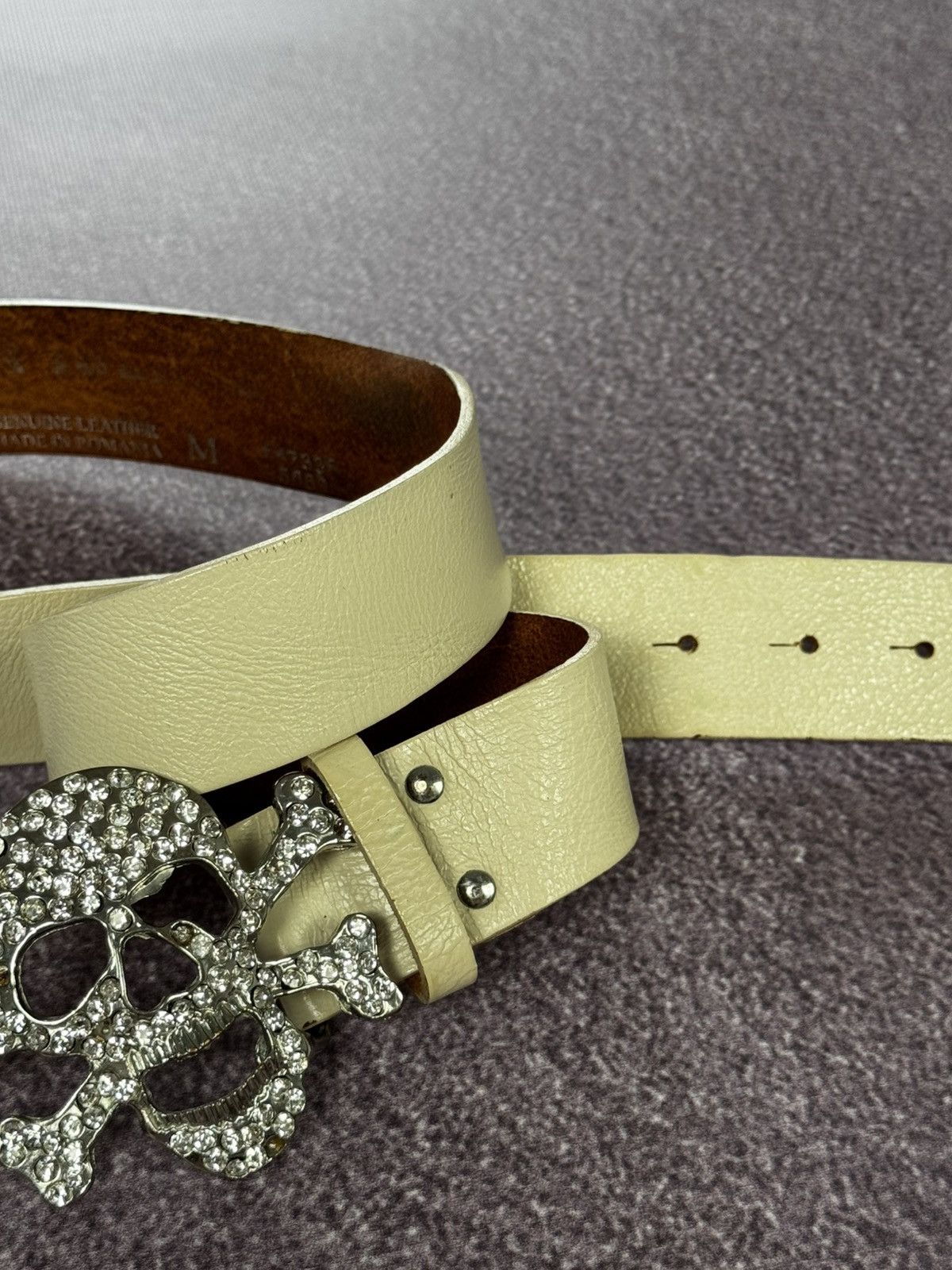 Other Y2k Drip Skeleton Skull Rhinestones Leather Avant Garde Belt Size ONE SIZE - 4 Thumbnail