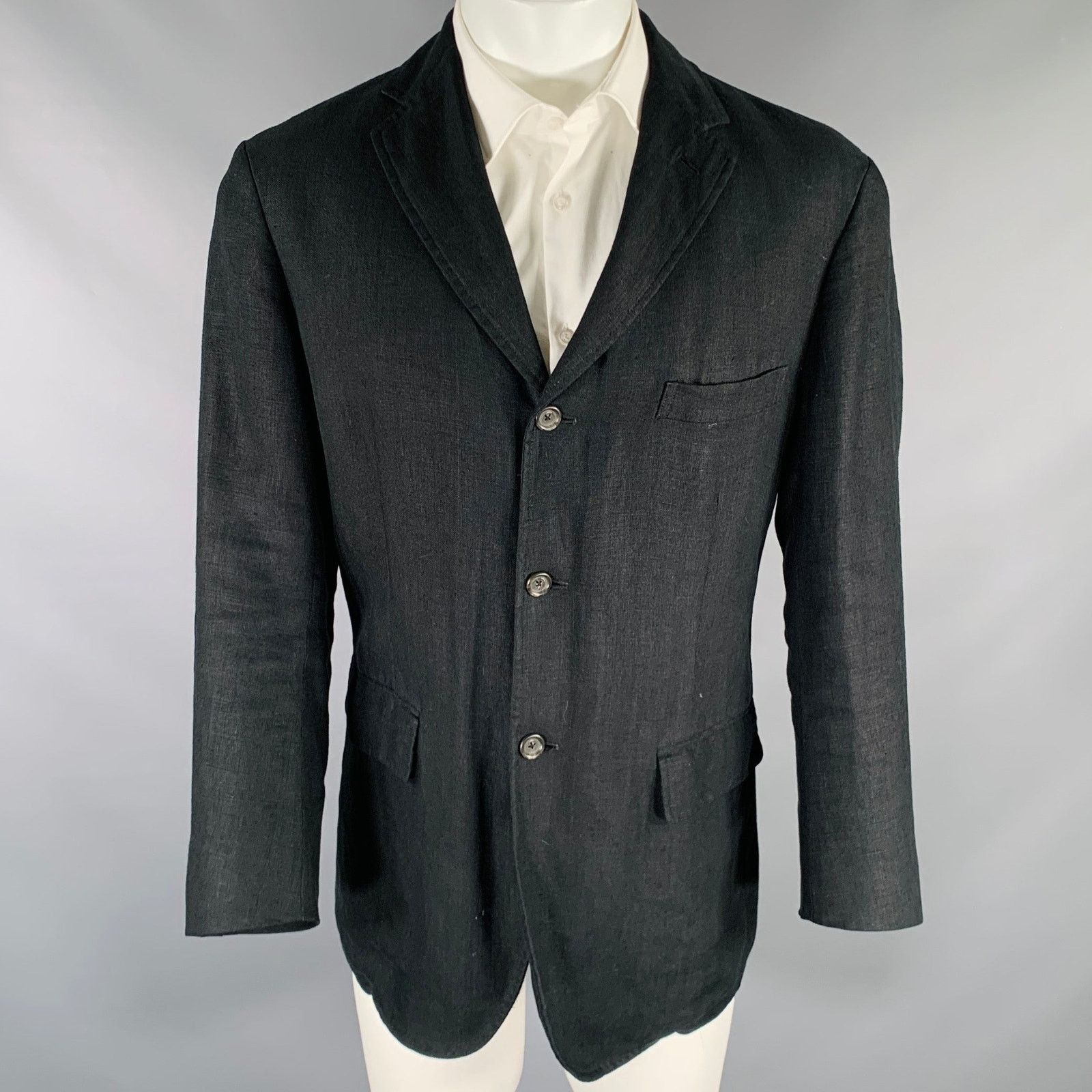 Polo Ralph Lauren Size M Black Linen Notch Lapel Sport Coat Size 38R - 1 Thumbnail