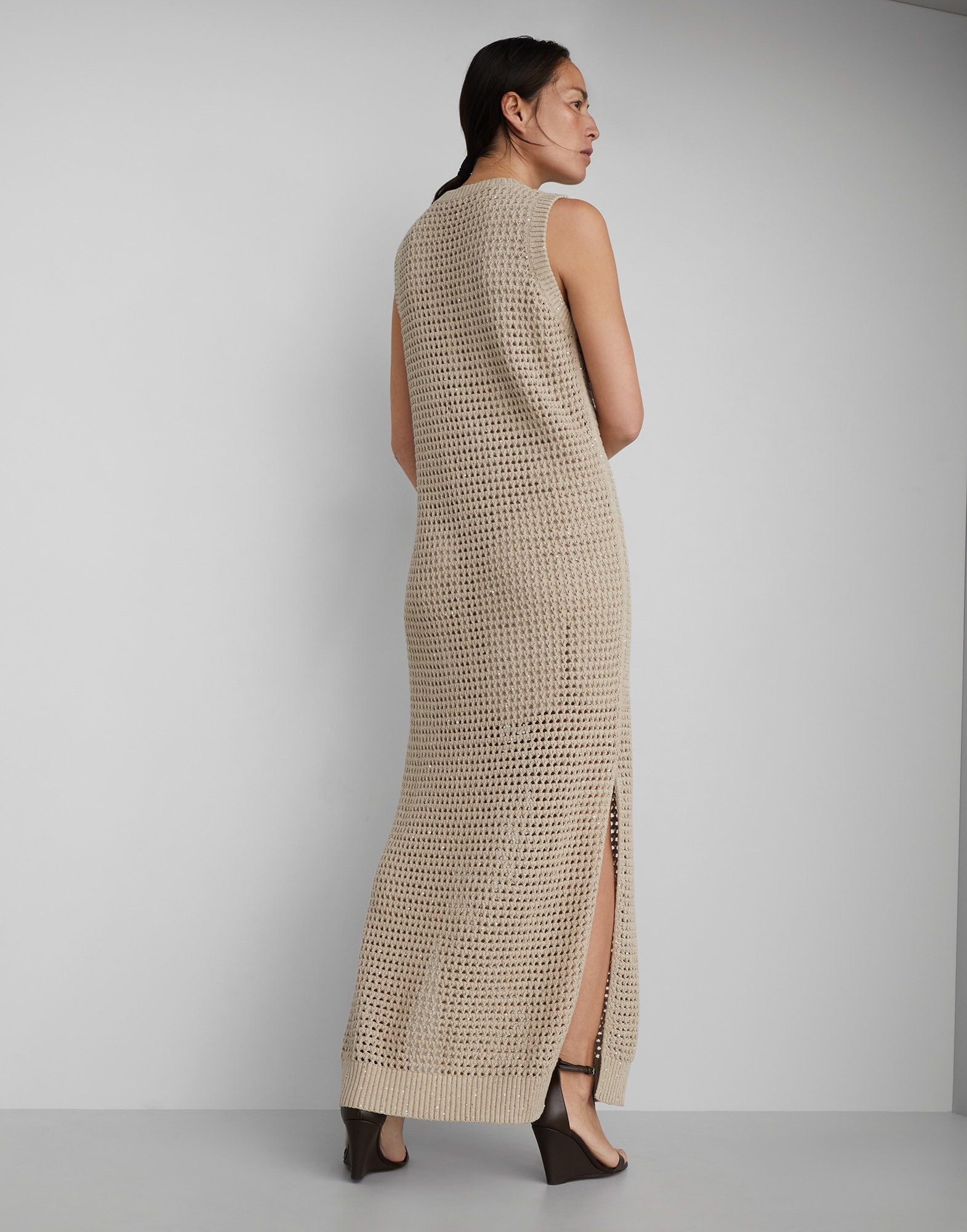 Brunello Cucinelli o1la1rc1a0425 Dress in Brown Size L / US 10 / IT 46 - 2 Thumbnail