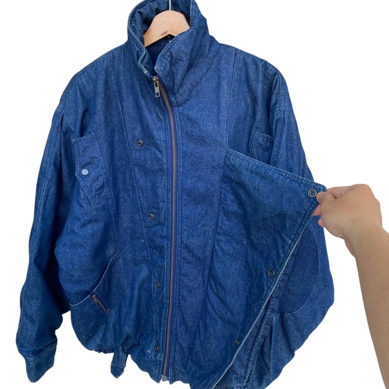 Vintage Vintage 90s Asymmetric Denim Bomber Jacket Like Issey Miyake Size US L / EU 52-54 / 3 - 11 Thumbnail
