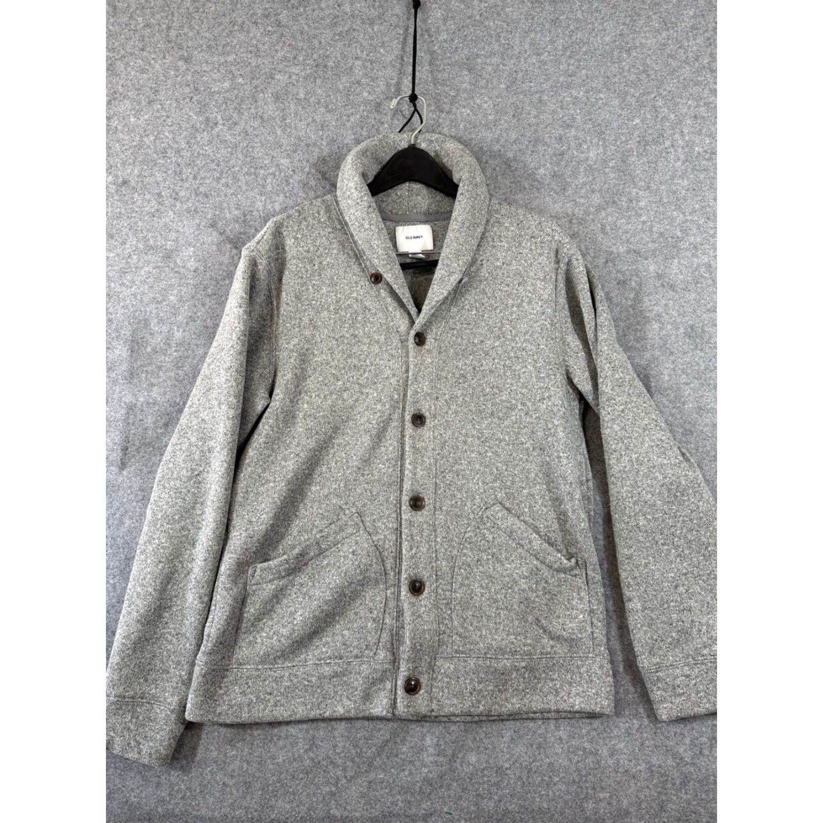 Old Navy VINTAGE Old Navy Cardigan Sweater Mens L Heather Gray Shawl Collar Button Front Thermal Size US L / EU 52-54 / 3 - 3 Thumbnail