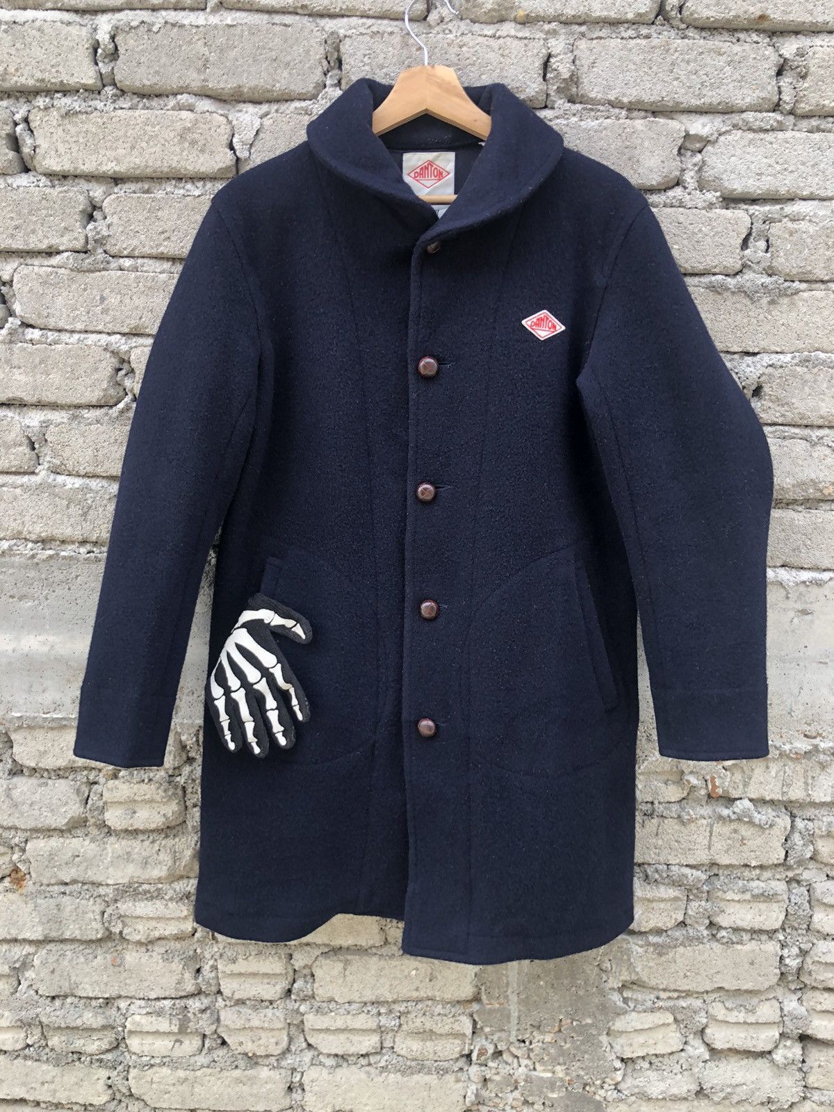 image of Cashmere Wool x Danton Vintage Danton Vetements De Travails Wool Trench Coat in Navy Blue (Size Med