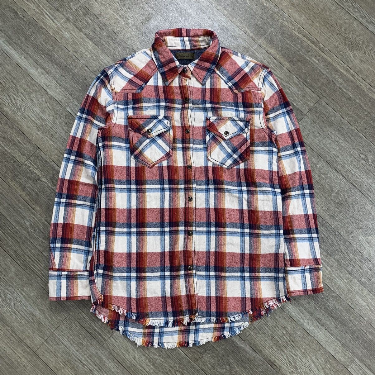 GOA Punk Unfinished Plaid Western Flanel Shirt