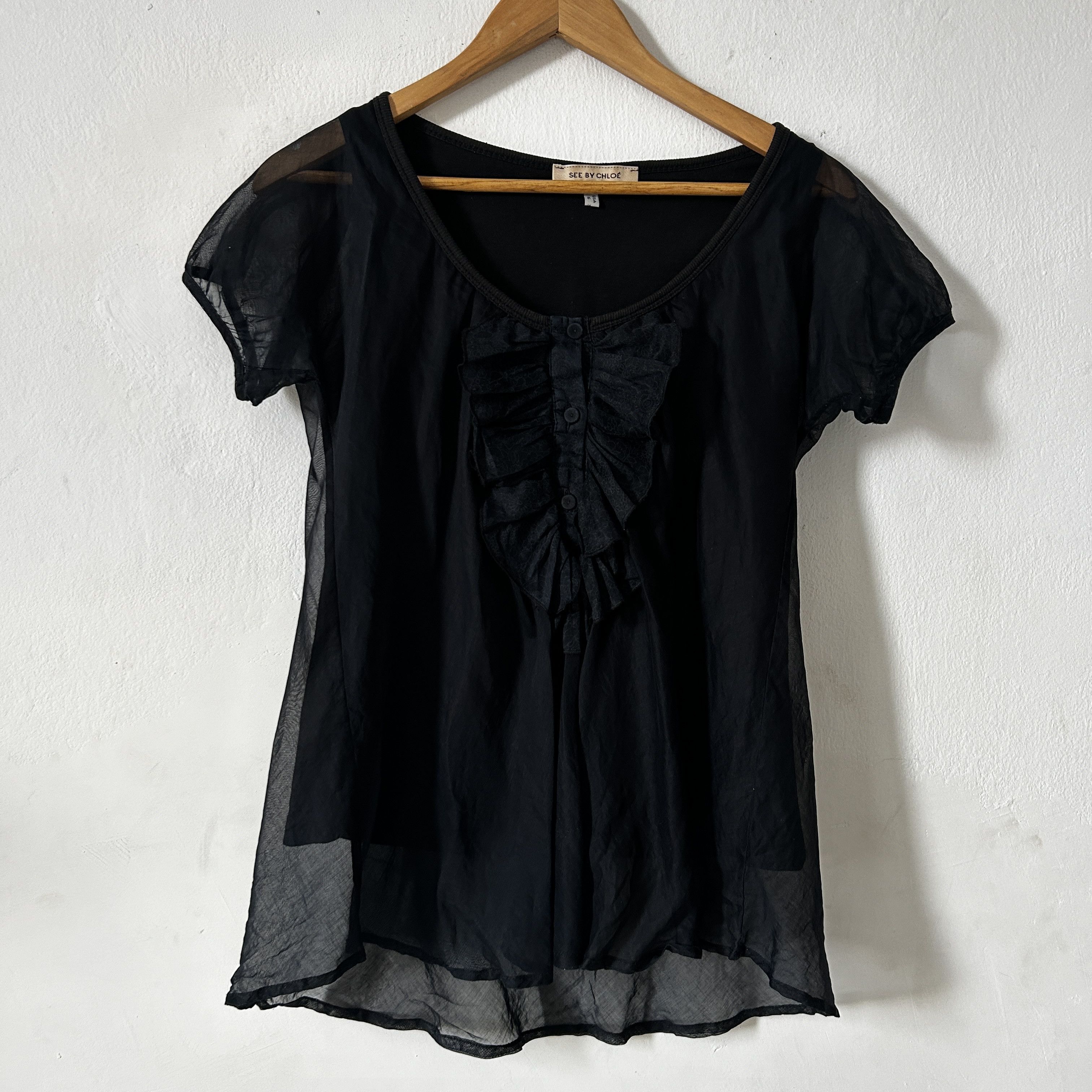 See by Chloe See by Chloe black cotton silk blouse top Size M / US 6-8 / IT 42-44 - 7 Thumbnail