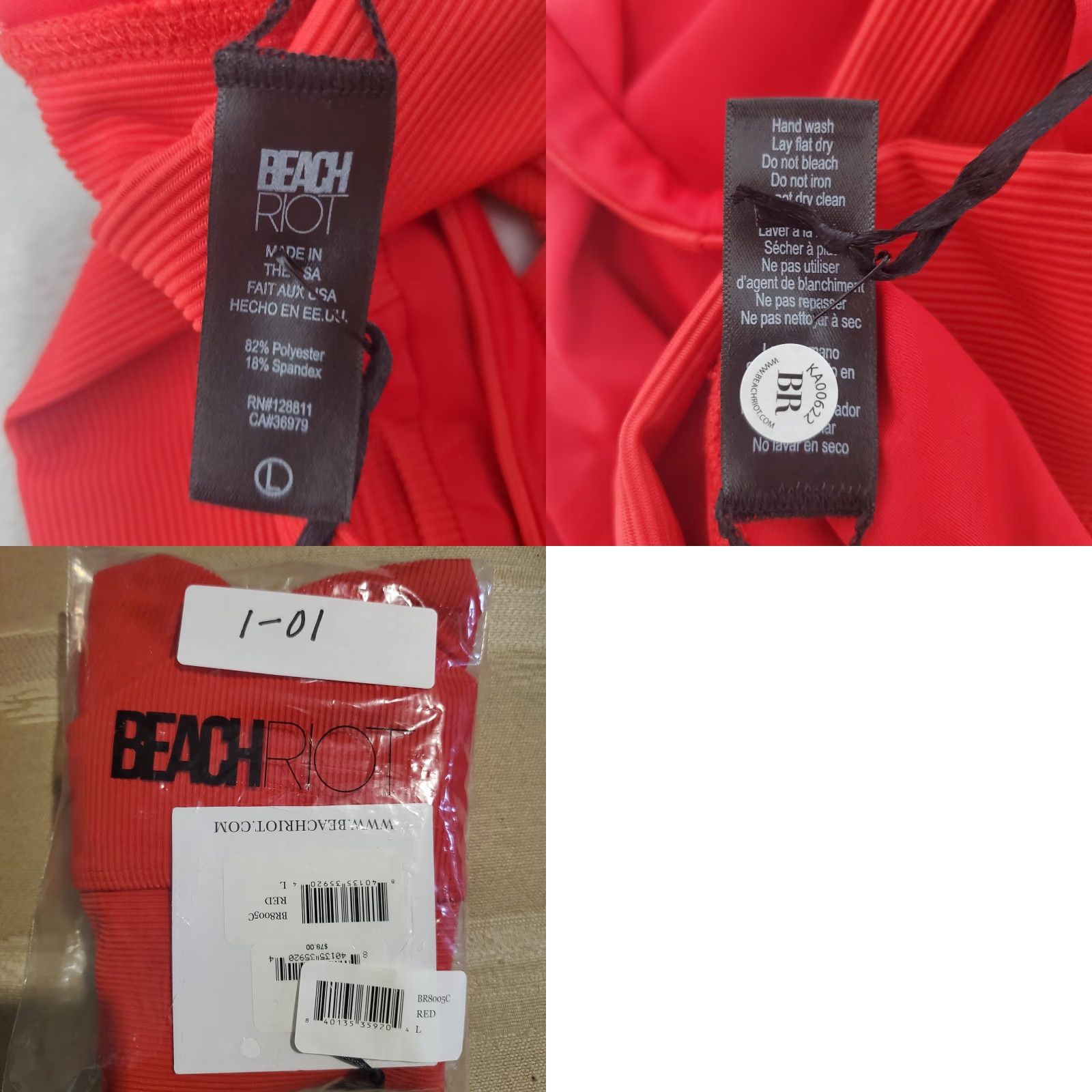 Beach Riot Beach Riot Beach Activewear Sports Bra Women L Red Ribbed Cropped Pullover Wireless Medium Support Size L / US 10 / IT 46 - 8 Thumbnail