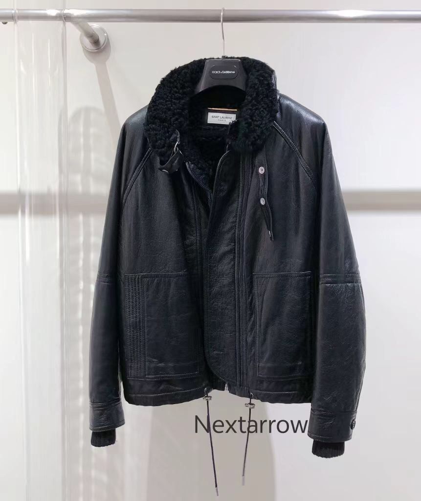 Saint Laurent Paris × Yves Saint Laurent Saint Laurent fur integrated pilot jacket c 2408-Nextarrow Size M / US 6-8 / IT 42-44 - 1 Thumbnail