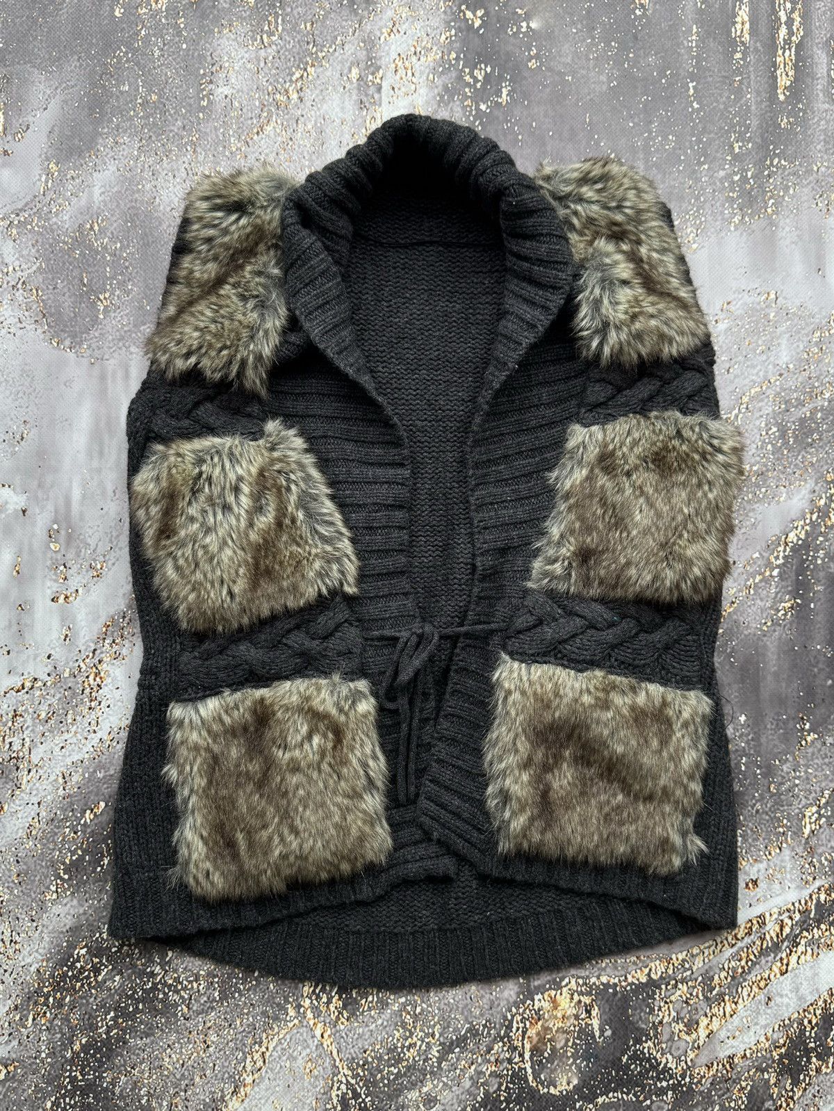 Vintage Vintage Knit Wool Fur Vest Size S / US 4 / IT 40 - 1 Thumbnail