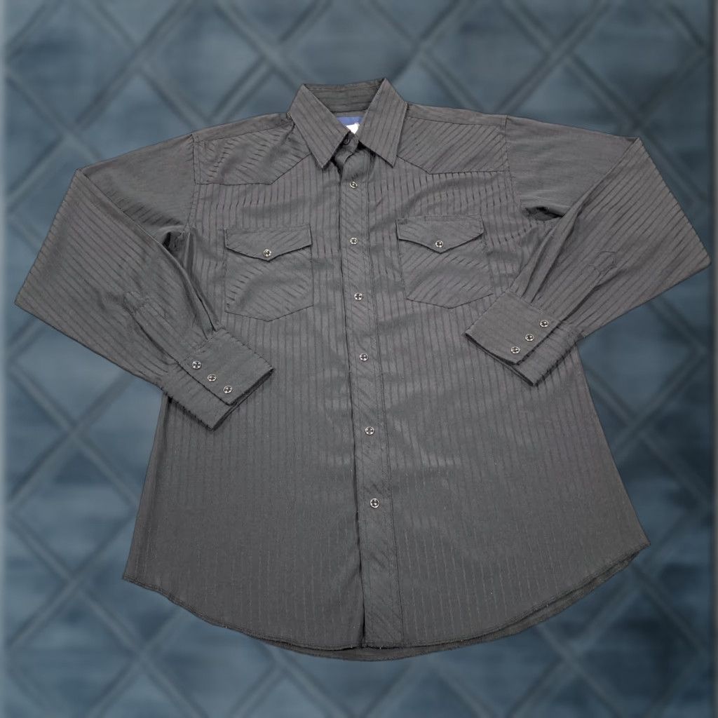 Wrangler Wrangler Shirt Mens Medium Black Stripe Long Sleeve Western Button-Up Casual Size US M / EU 48-50 / 2 - 1 Thumbnail