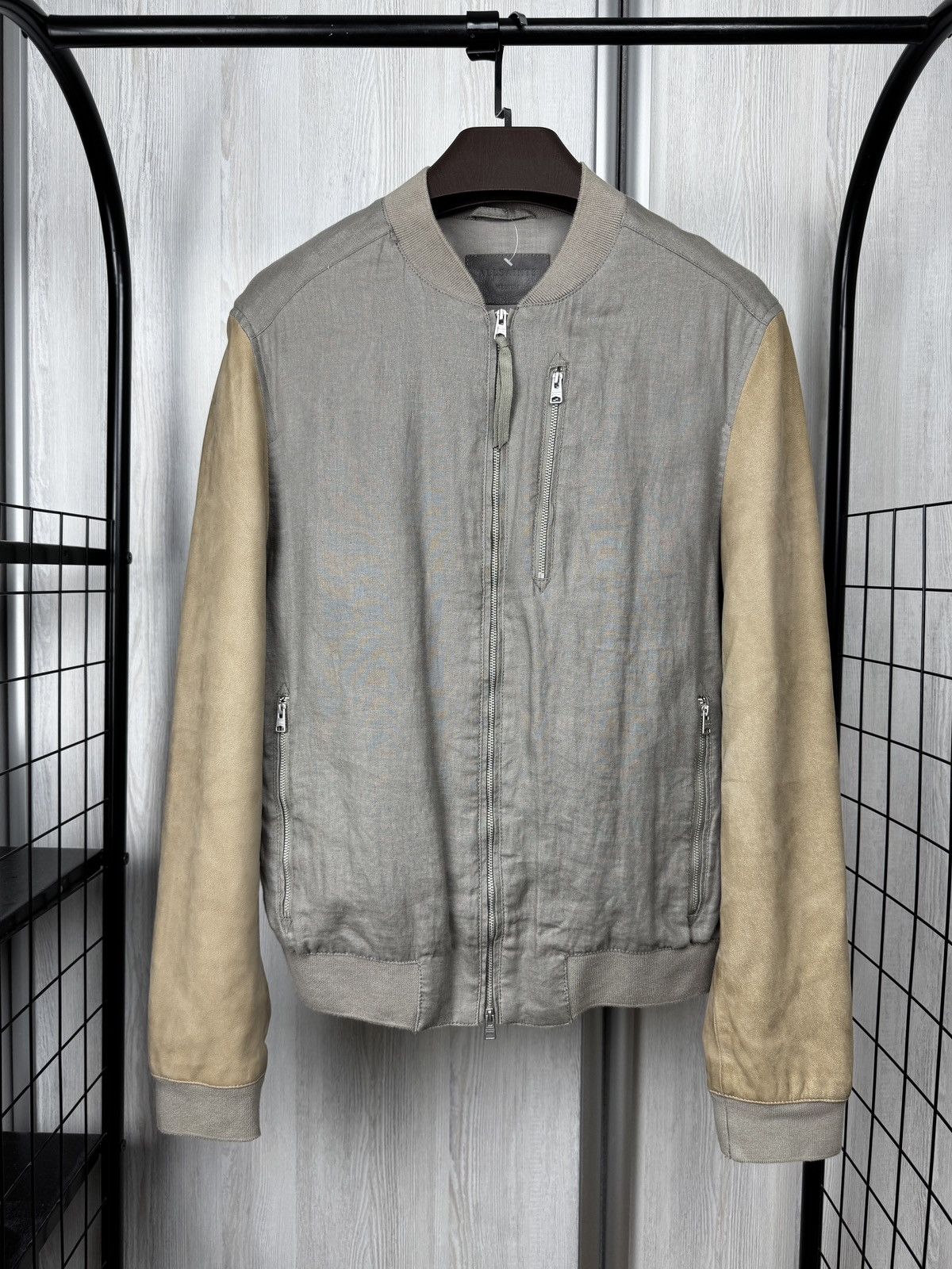 Allsaints Allsaints linen sheep leather sleeves grey beige bomber jckt Size US M / EU 48-50 / 2 - 1 Thumbnail