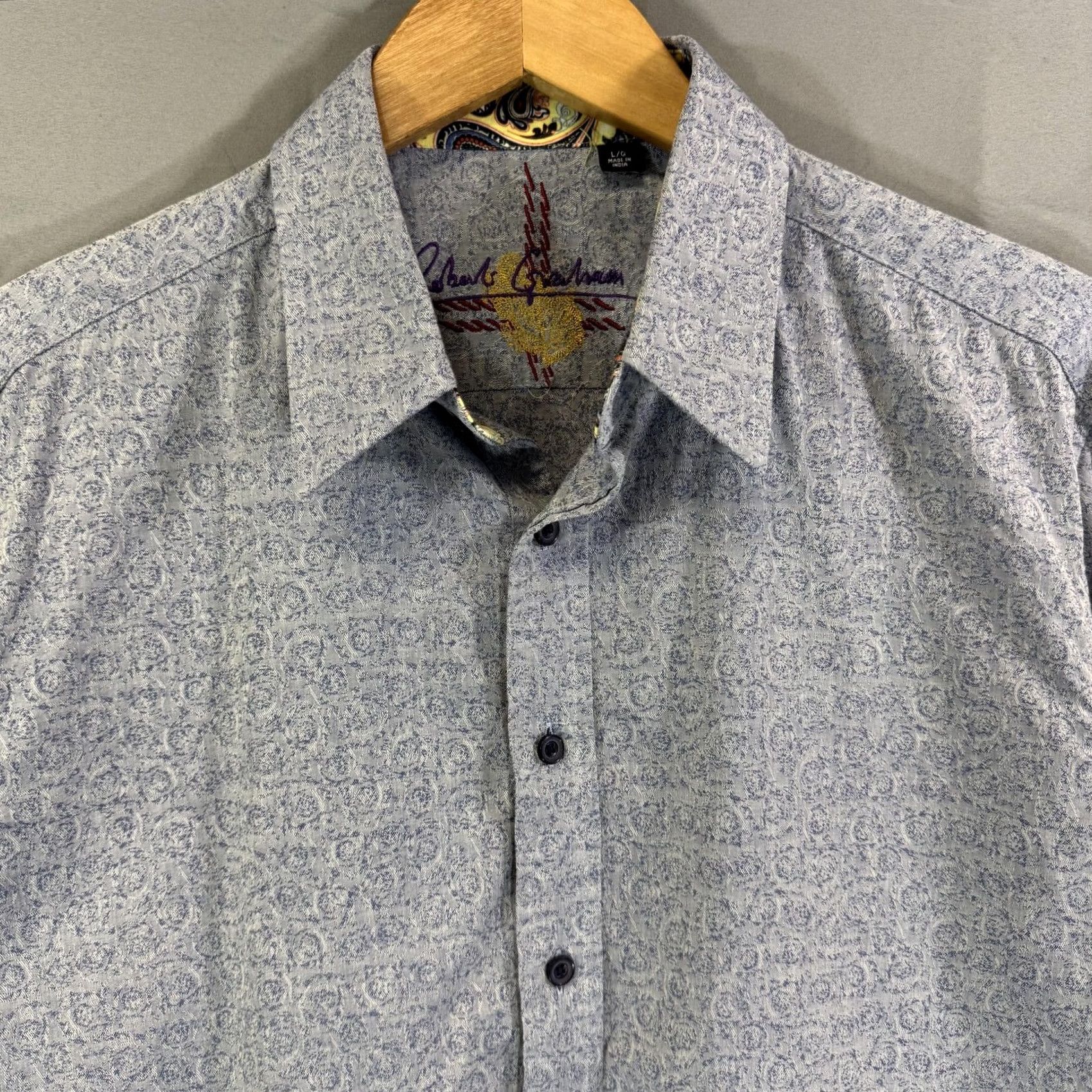Robert Graham Robert Graham Shirt Mens L Blue Paisley Long Sleeve Button Up Dress Cotton Size 42R - 3 Thumbnail