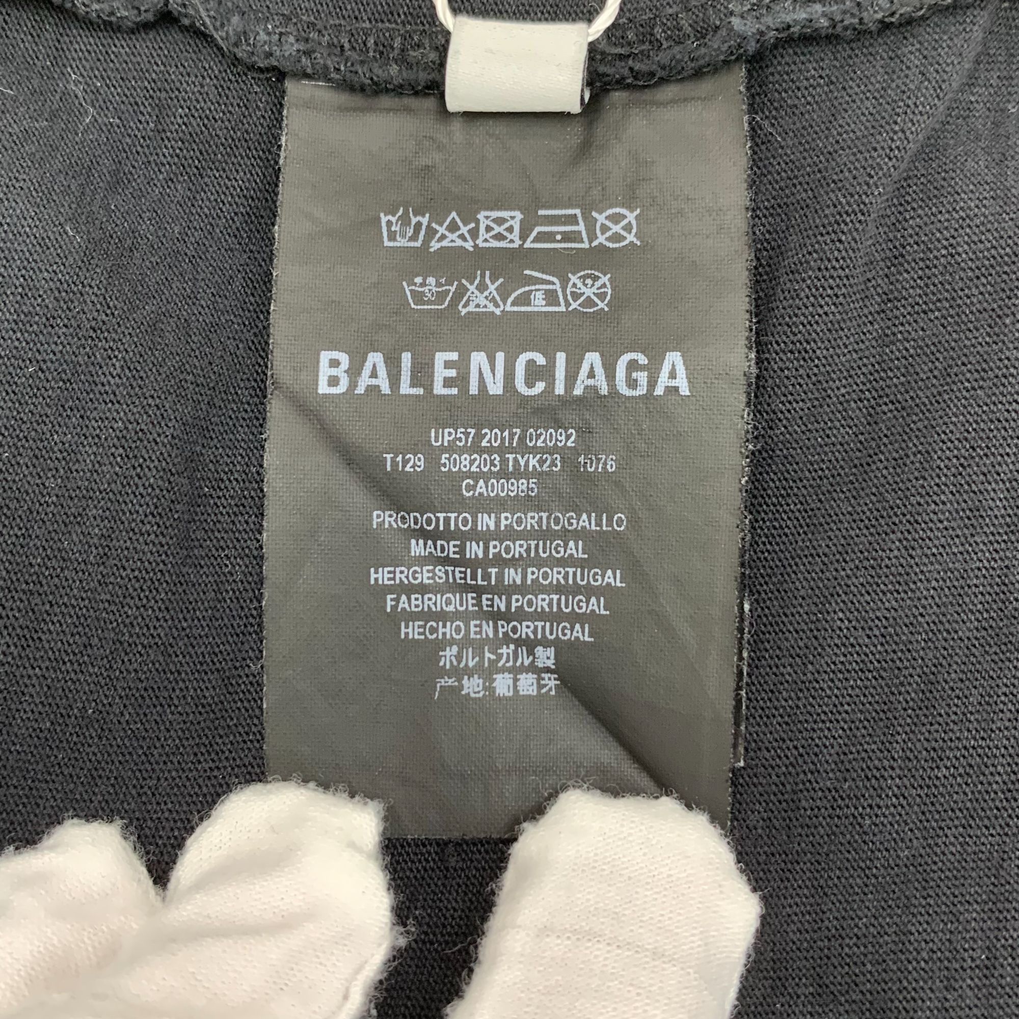 Balenciaga Balenciaga Black Logo Printed Cotton Round-Neck Short-Sleeve Size US L / EU 52-54 / 3 - 4 Thumbnail