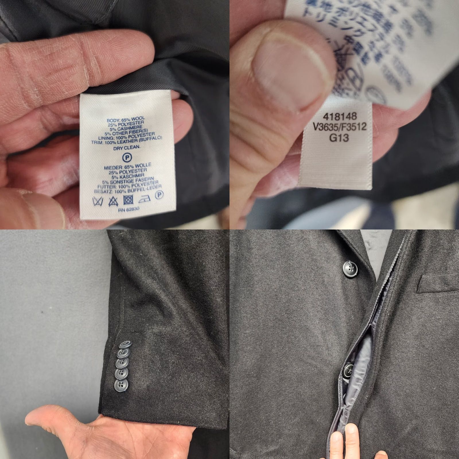 Lands' End Lands' End Wool Blend Overcoat Coat Mens M Regular Long Button Black Charcoal Top Dress Coat Size US M / EU 48-50 / 2 - 8 Thumbnail