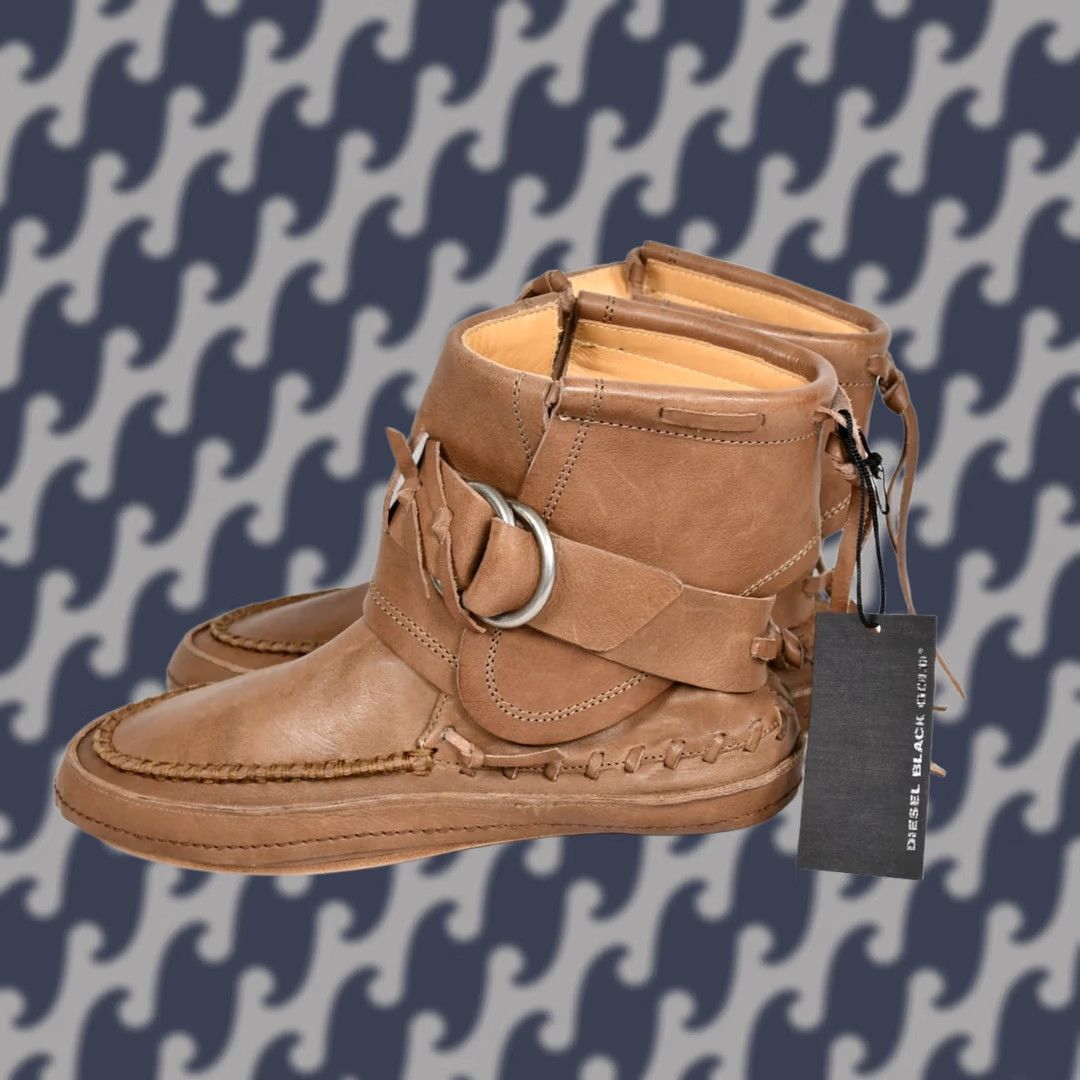 Diesel Diesel Black Gold Boots Leather Men's 10.5 Brown Boots, Diesel Brand, Leather Upper & Insole, Italy, Size US 10.5, EU 44, UK 9.5, Vintage No, Boots Size US 11 / EU 44 - 1 Thumbnail