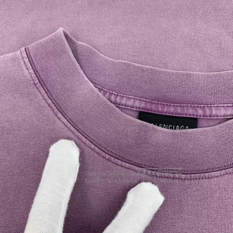 Balenciaga Balenciaga Purple Logo Letter Printed Cotton Round Neck Sh Size US XL / EU 56 / 4 - 8 Thumbnail