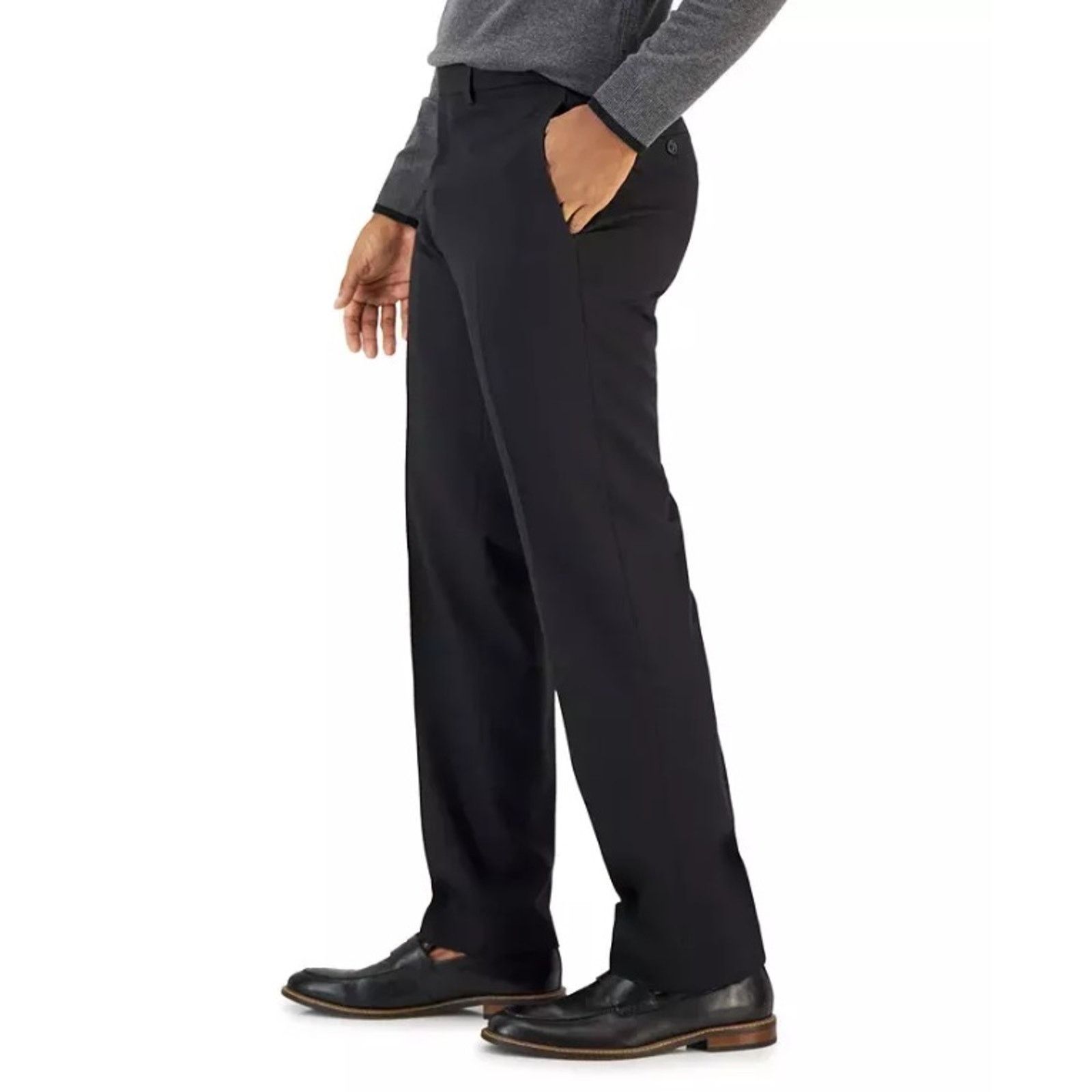 Van Heusen Van Heusen Men's Black Stretch Classic Suit Pants 33W 32L Size US 33 - 3 Thumbnail