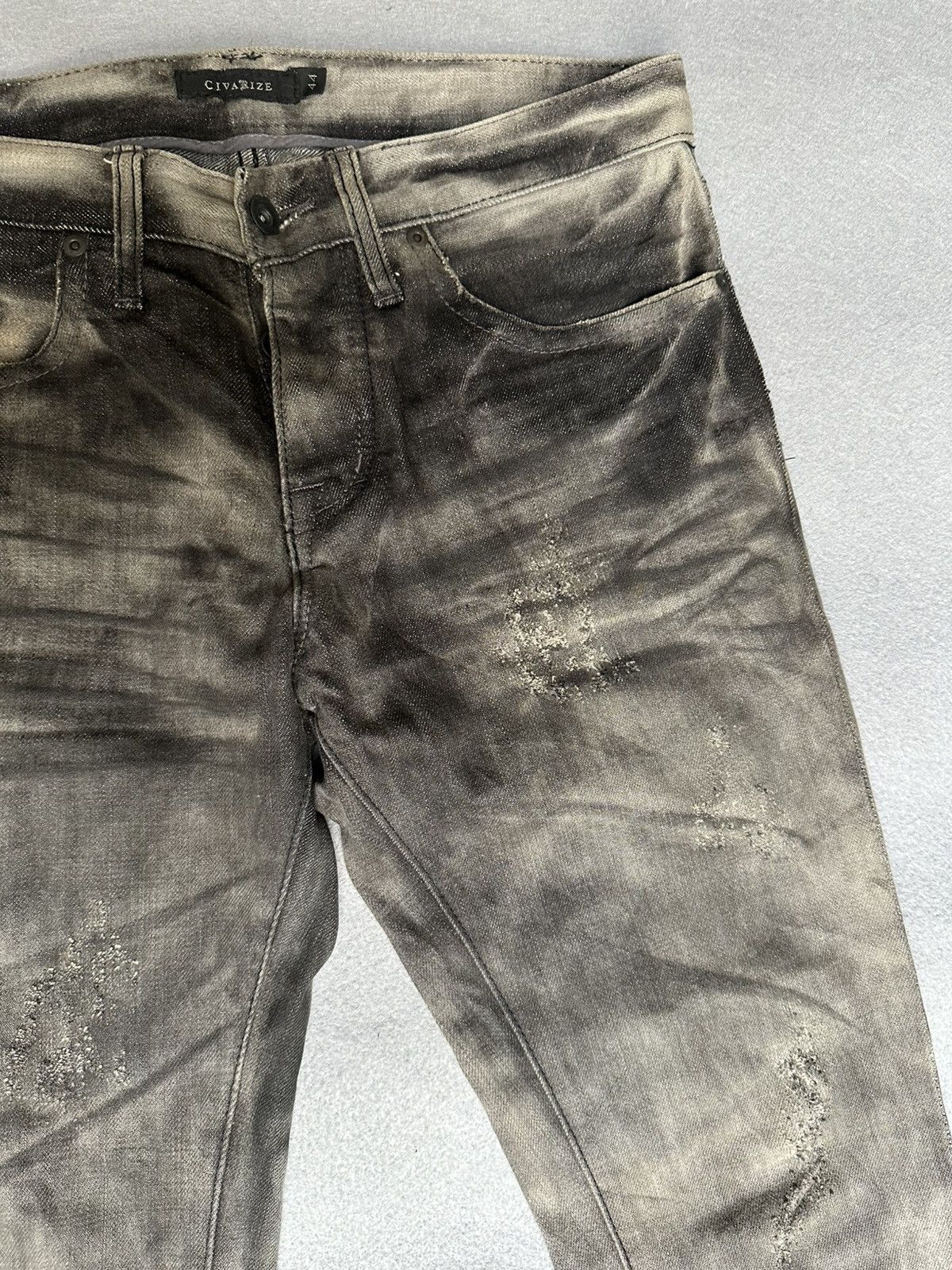 Japanese Brand FLARE Civarizie Distressed Release Leg Denim Size US 31 - 10 Thumbnail