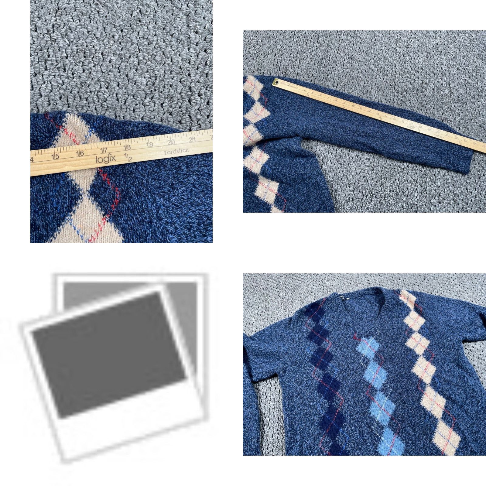 Vintage VINTAGE Argyle Pattern Wool Blend Sweater Mens Adult Large Blue Lightweight Preppy 90s Size US L / EU 52-54 / 3 - 8 Thumbnail
