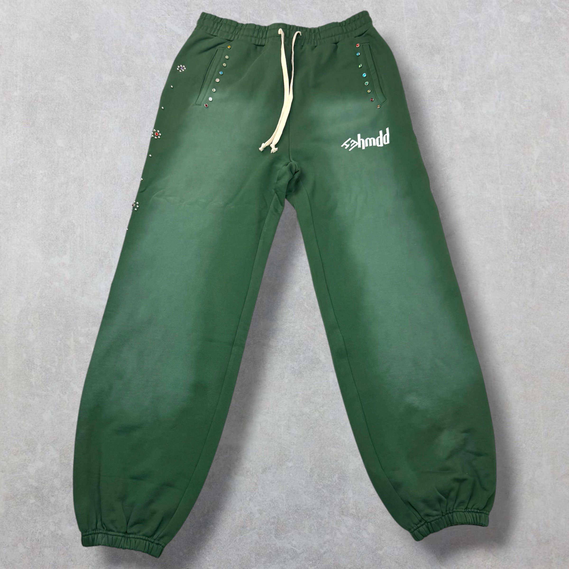 HMDD HMDD Green Flower Studded Scrunch Sweatpants XL Size US 36 / EU 52 - 2 Thumbnail