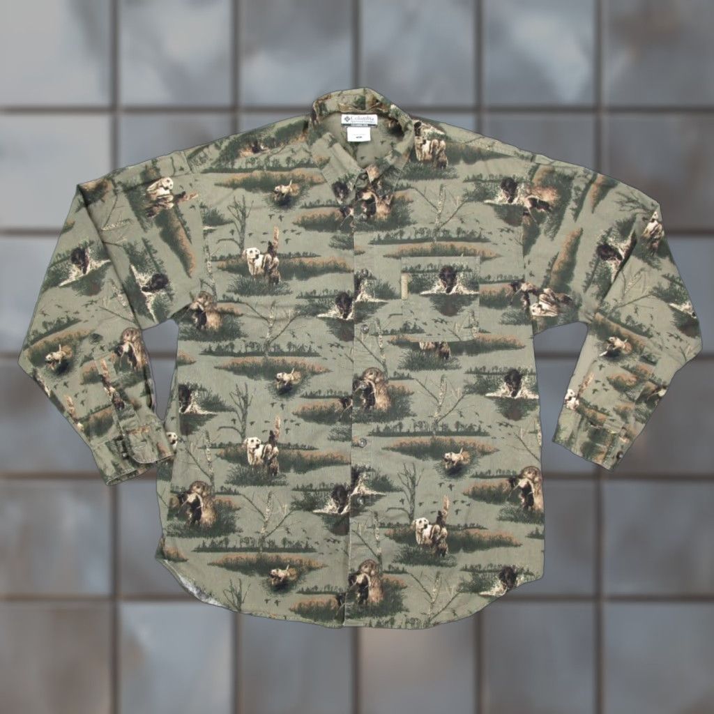 Vintage Columbia Shirt Mens Medium Green Corduroy River Lodge Button Up Hunting Dogs Size US M / EU 48-50 / 2 - 1 Thumbnail