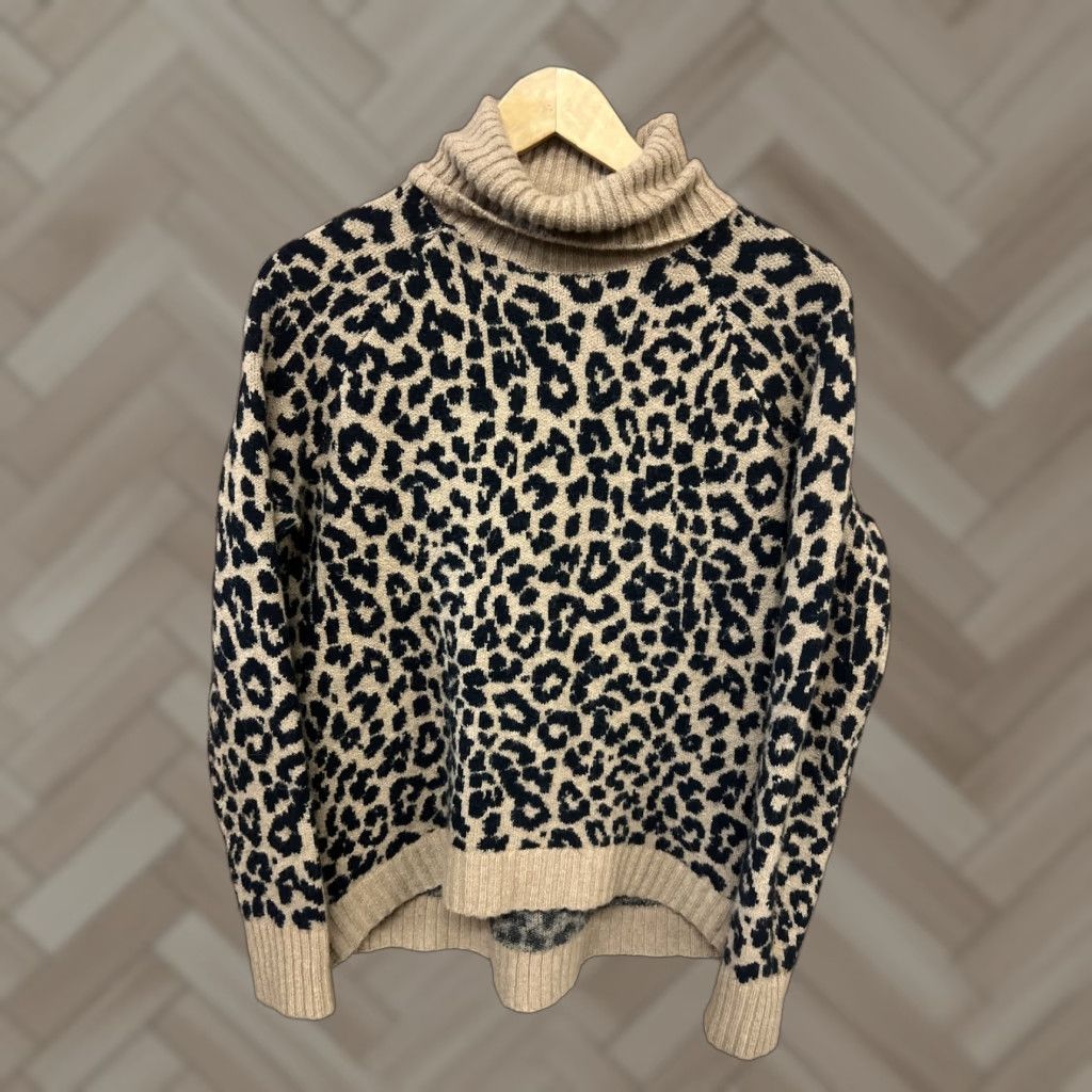 J.Crew J.Crew Animal Print Alpaca Blend Turtleneck Sweater S Women Pullover Brown 26” 23” Hem Asymmetrical Size S / US 4 / IT 40 - 1 Thumbnail