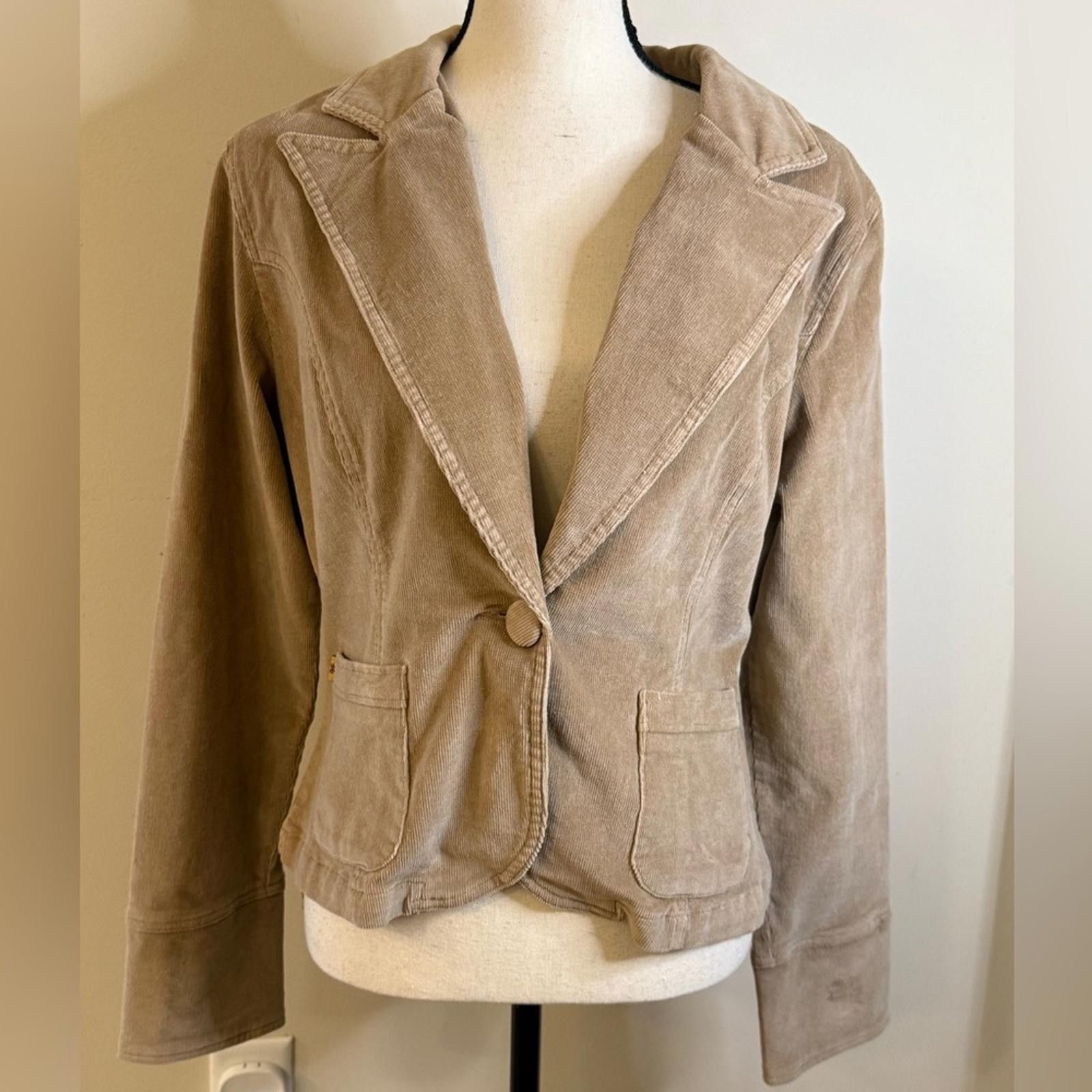 Carbon Carbon tan corduroy cropped blazer jacket SZ LG Size L / US 10 / IT 46 - 1 Thumbnail