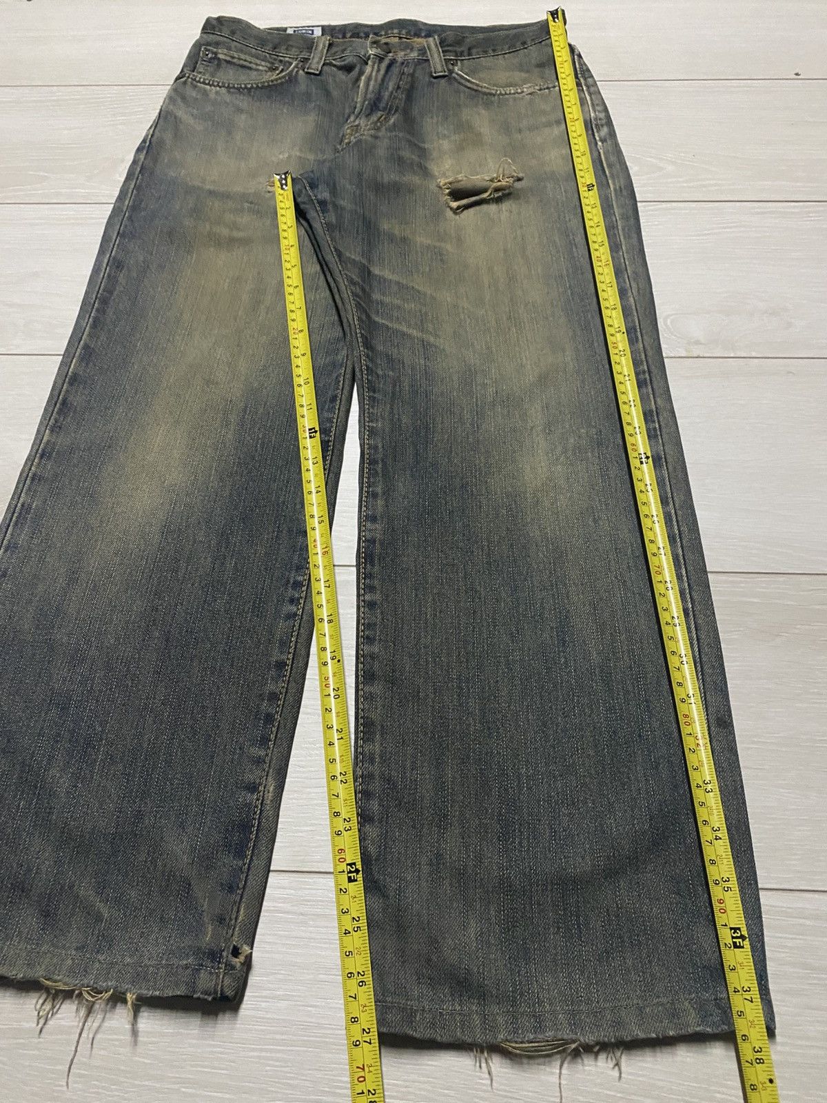 Junya Watanabe Vintage Edwin 404 Mud Wash Distressed Loose Jeans Size US 31 - 16 Thumbnail