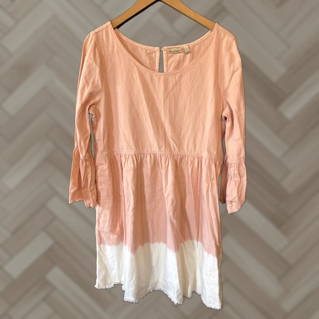 Anthropologie VINTAGE Anthropologie Holding Horses Lilibet Dip Dye Boho Mini Dress Pink/White Size 14 Size XL / US 12-14 / IT 48-50 - 1 Thumbnail