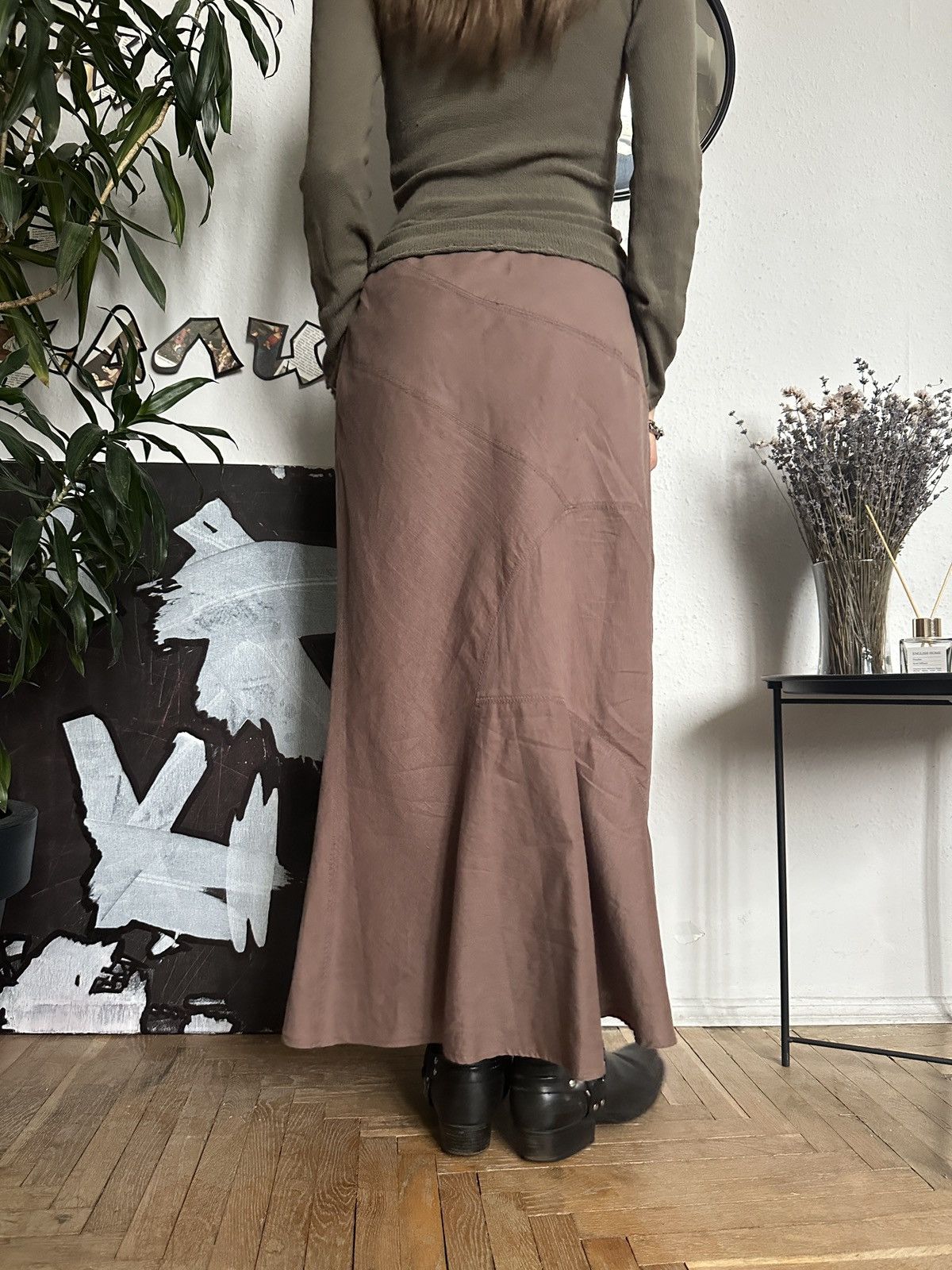 Japanese Brand Linen Ruffle Hem Boho Fairy Coquette Maxi Skirt 00s Size 34" / US 12 / IT 48 - 6 Thumbnail