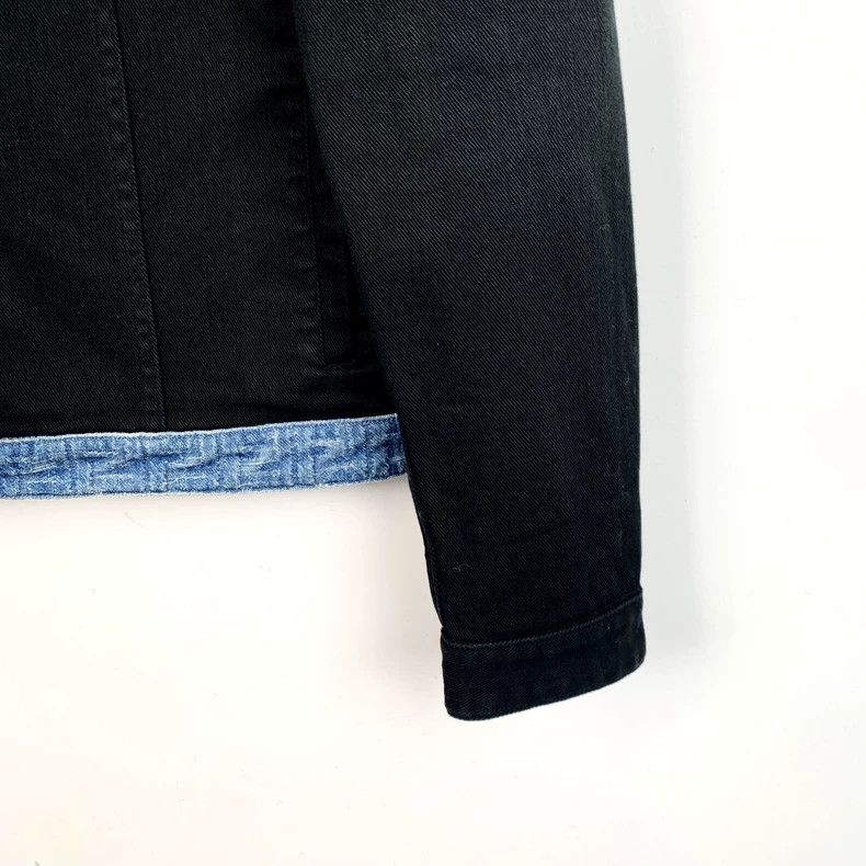 Fendi FENDI Black Logo Monogram Cotton Collar Denim Jacket Size US L / EU 52-54 / 3 - 4 Thumbnail