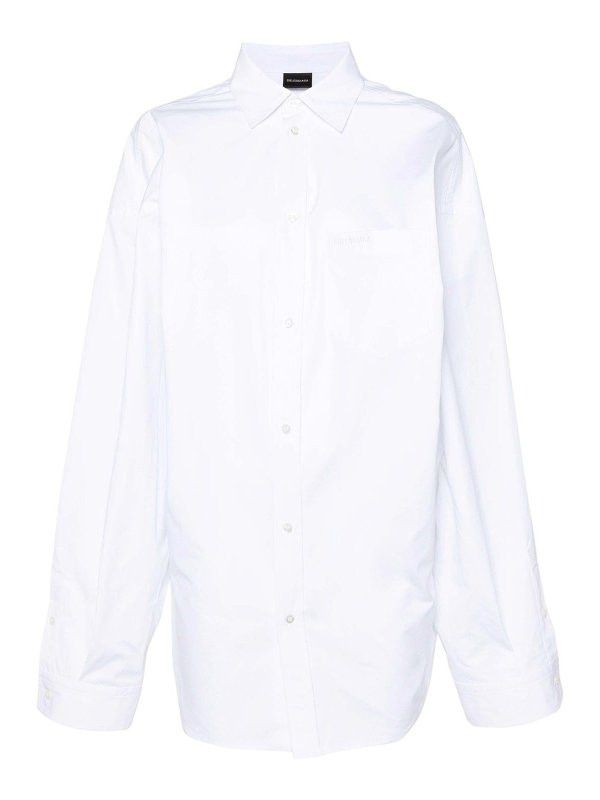 Balenciaga o1bcso1str0326 Asymmetric Shirt Large Fit in White Size S / US 4 / IT 40 - 1 Thumbnail