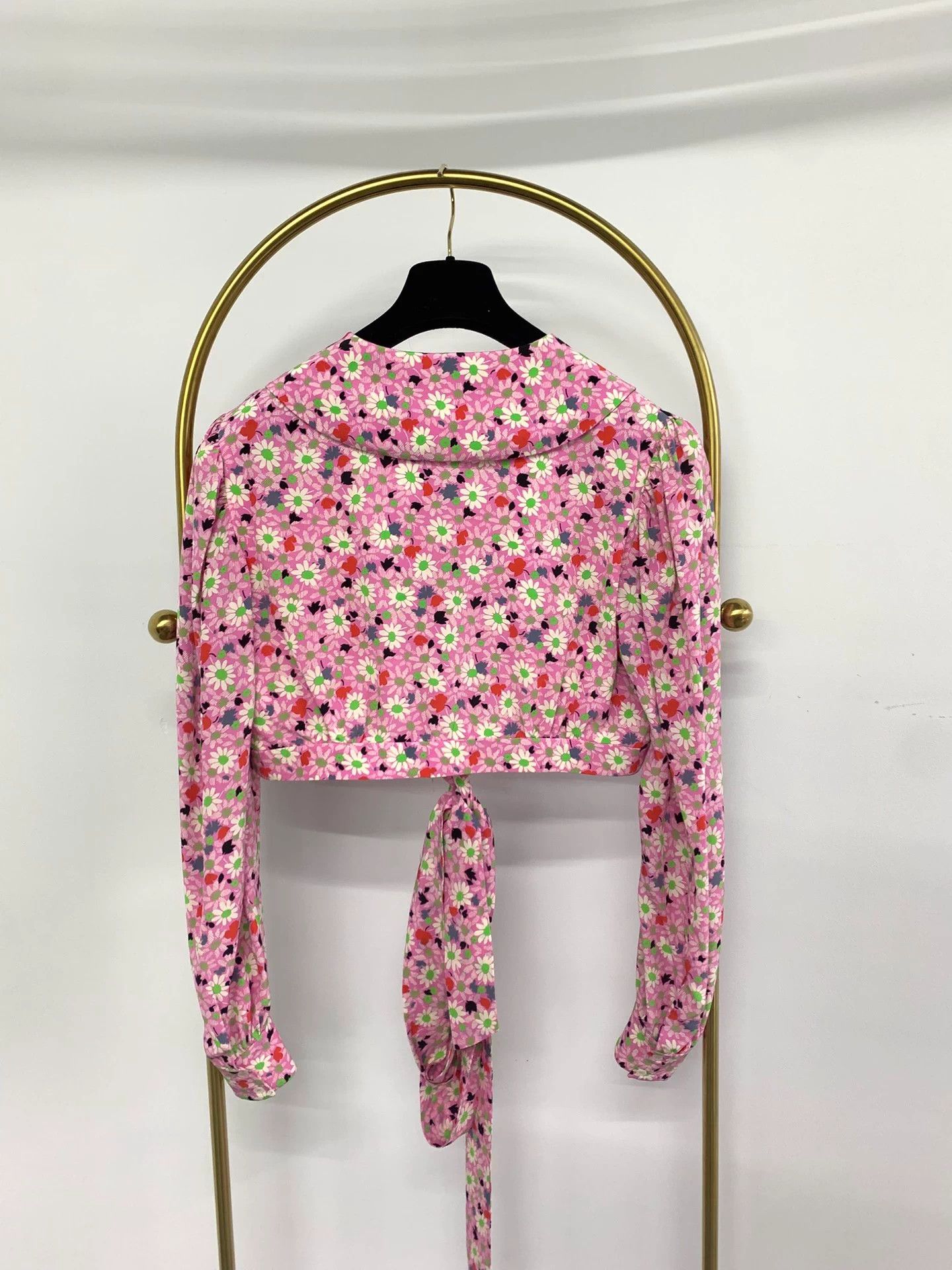 Miu Miu MIU MIU Pink Floral Tie-Front Top Women's 40 NWT Size S / US 4 / IT 40 - 3 Thumbnail
