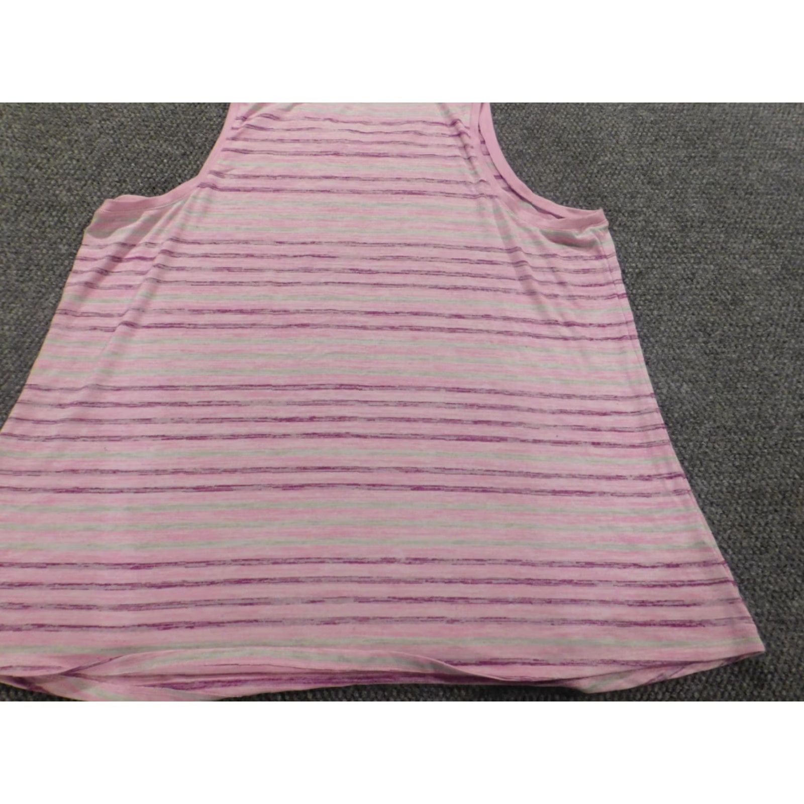 Vintage Northcrest Blouse 3X Purple Striped Sleeveless Crew Neck Pullover Casual Plus Size Women Satin Polyester Rayon Stretch Button Classic Vintage: No Size XXL / US 16-18 / IT 52-54 - 7 Thumbnail