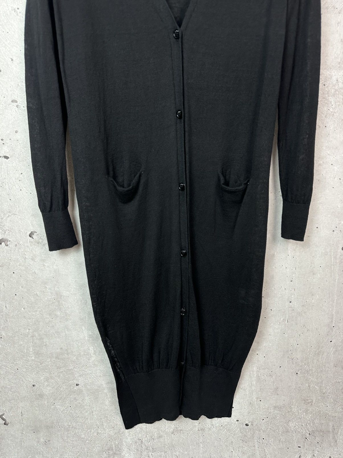 Iro IRO Vanileo Black Linen Knit V-neck Buttons Pockets Dress Size S / US 4 / IT 40 - 5 Thumbnail