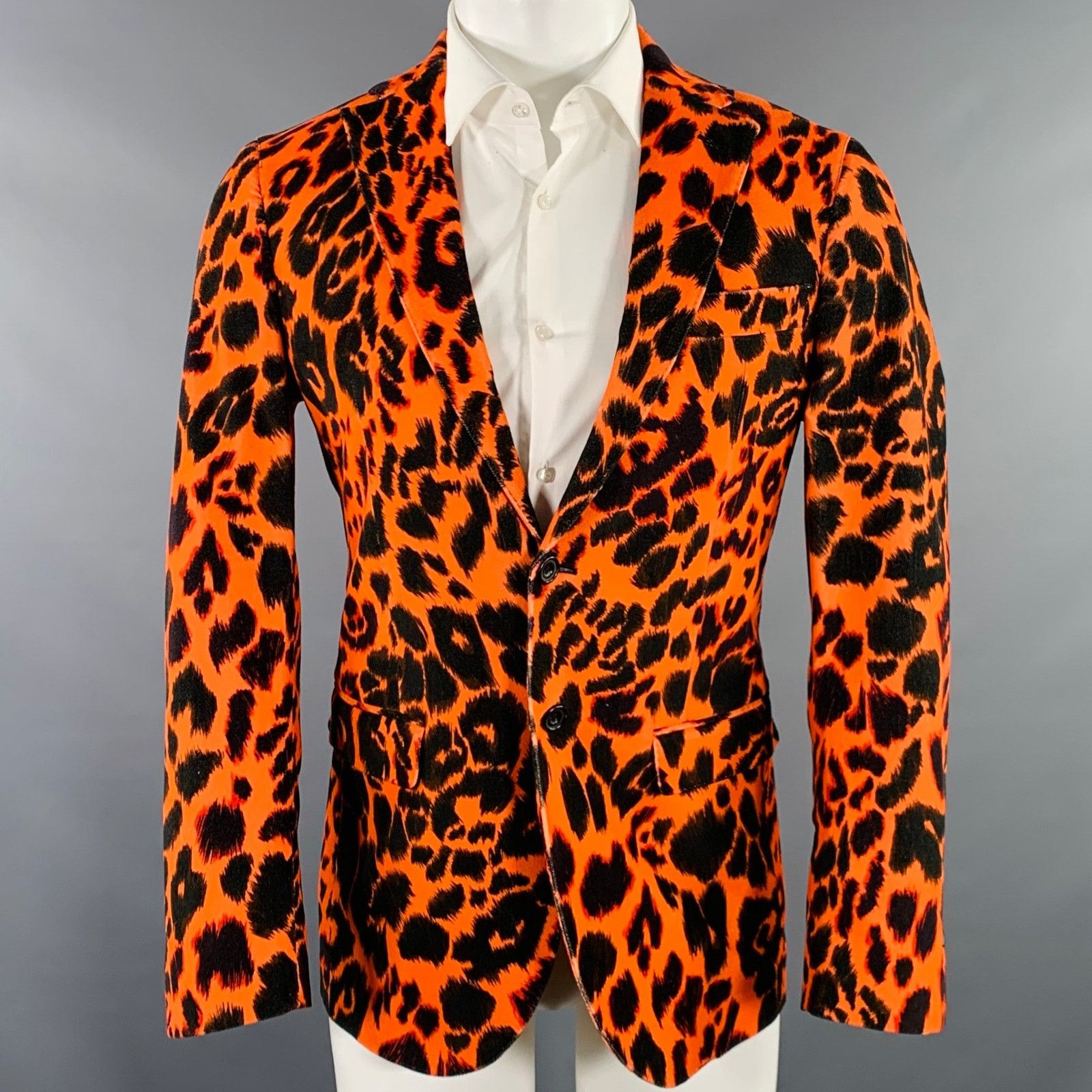 R13 Leopard Print Cotton Velvet Notch Lapel Sport Coat Size 38R - 1 Thumbnail