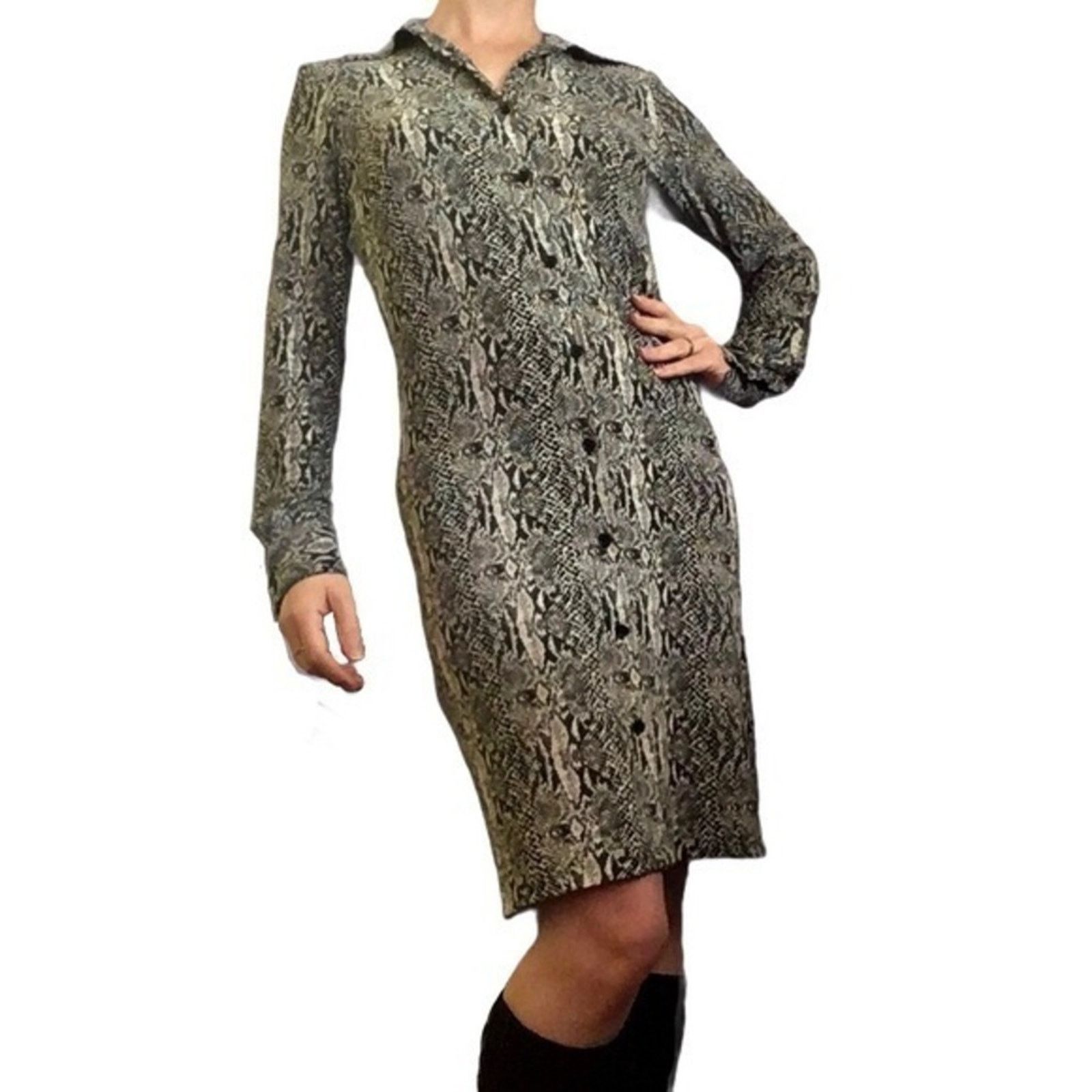 Norma Kamali Norma Kamali Snake Print Buttoned Sheath Shirt Dress Size S Size S / US 4 / IT 40 - 8 Thumbnail