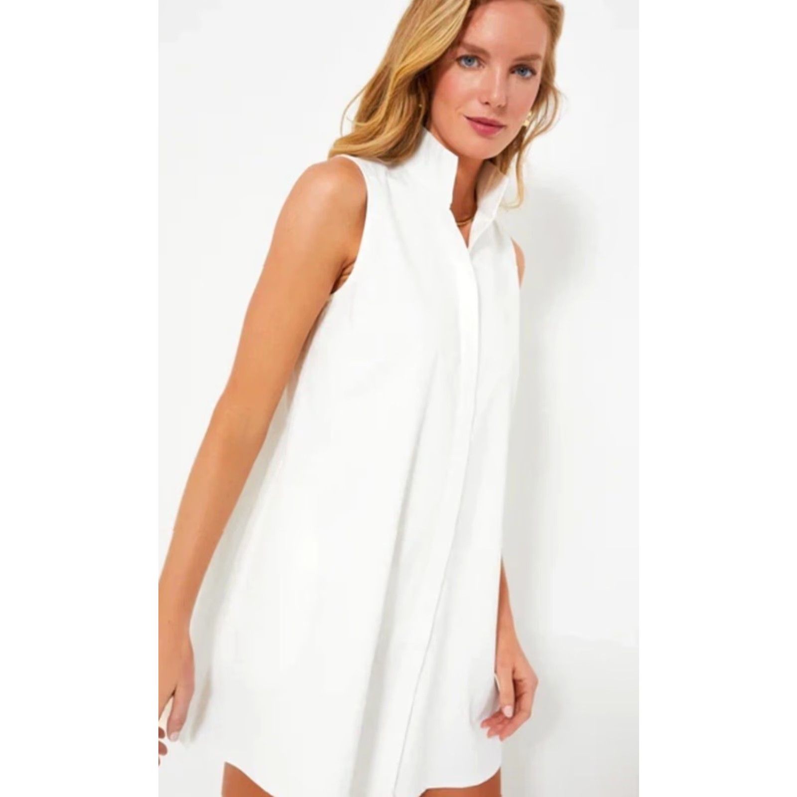 Vintage Tuckernuck Dress Womens Cotton Sleeveless Poplin Stand Collar Mini White Sz M Size M / US 6-8 / IT 42-44 - 8 Thumbnail