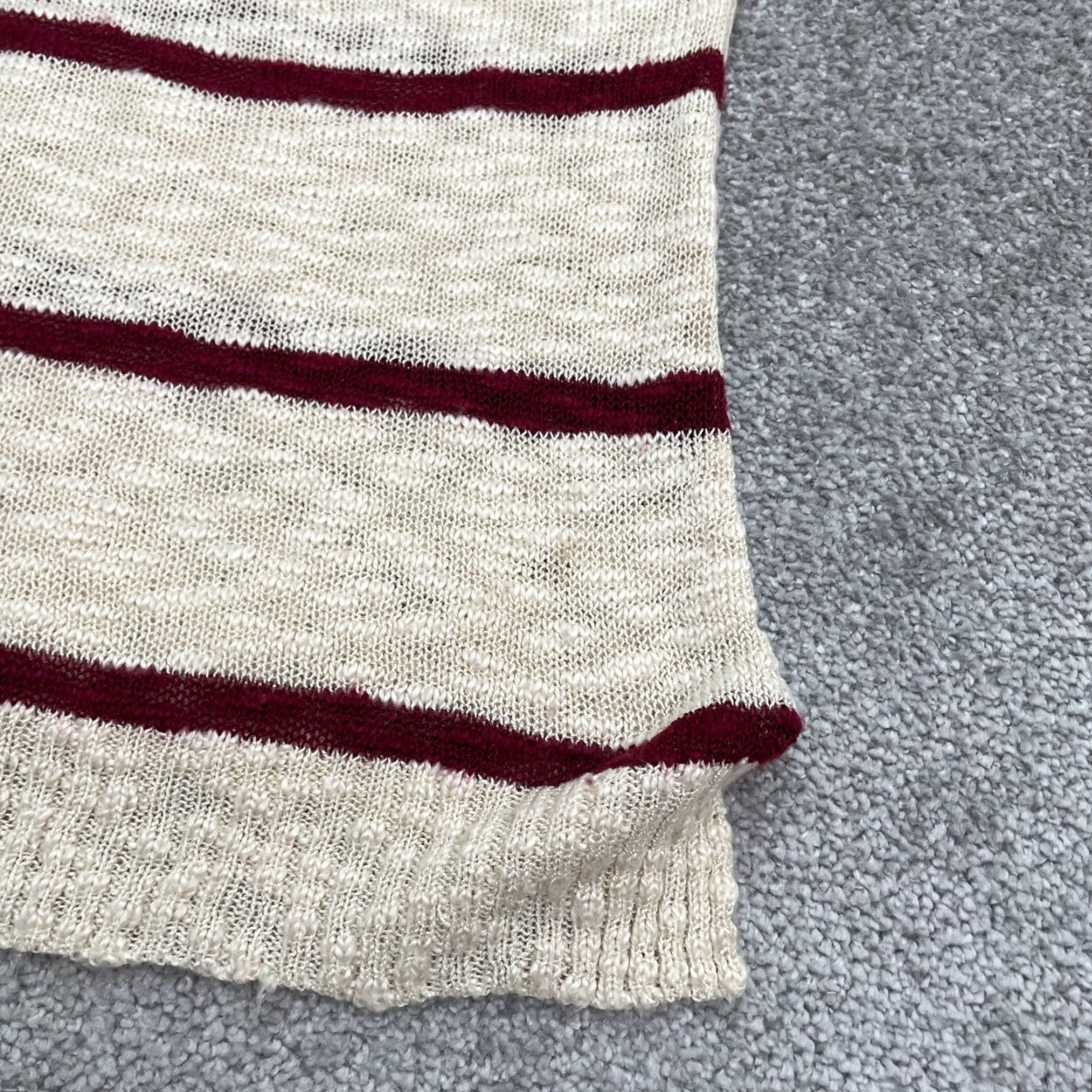 Vintage Pink Rose Sweater Womens L Beige Striped 3/4 Sleeve Acrylic Lightweight Knit Pullover Casual Shirt? Size L / US 10 / IT 46 - 4 Thumbnail