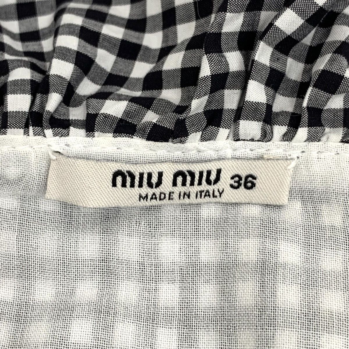 Miu Miu Miu Miu Plaid Ruffled Square Short Sleeve Dress K26WX Size XS / US 0-2 / IT 36-38 - 5 Thumbnail