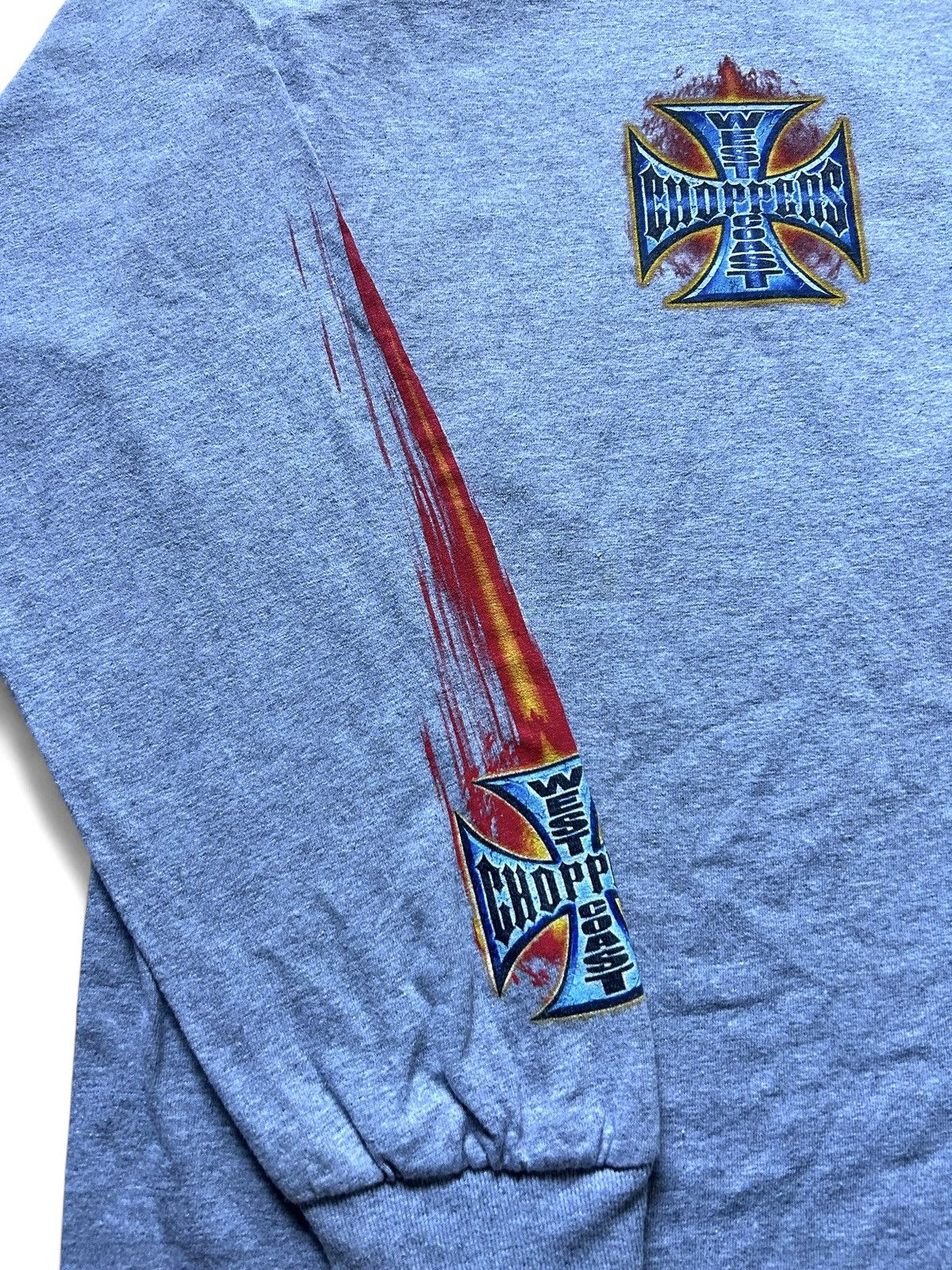 West Coast Choppers Rare Early 00s West Coast Choppers Grey Flame Long Sleeve Size US L / EU 52-54 / 3 - 3 Thumbnail