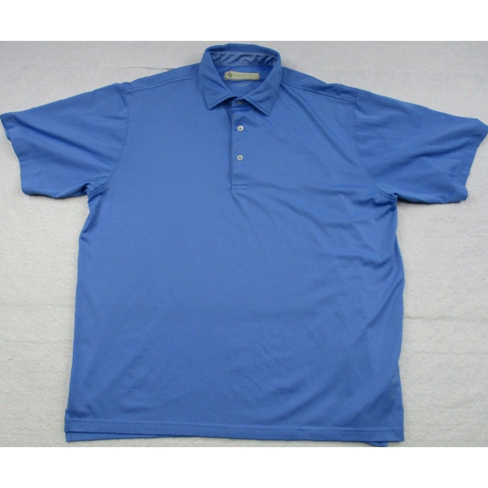 Vintage Donald Ross Golf Polo Shirt Men Large Sky Blue Short Sleeve 100% Polyester Breathable Moisture Wicking Logo Button Polo Shirt - Regular Fit Size US L / EU 52-54 / 3 - 2 Thumbnail