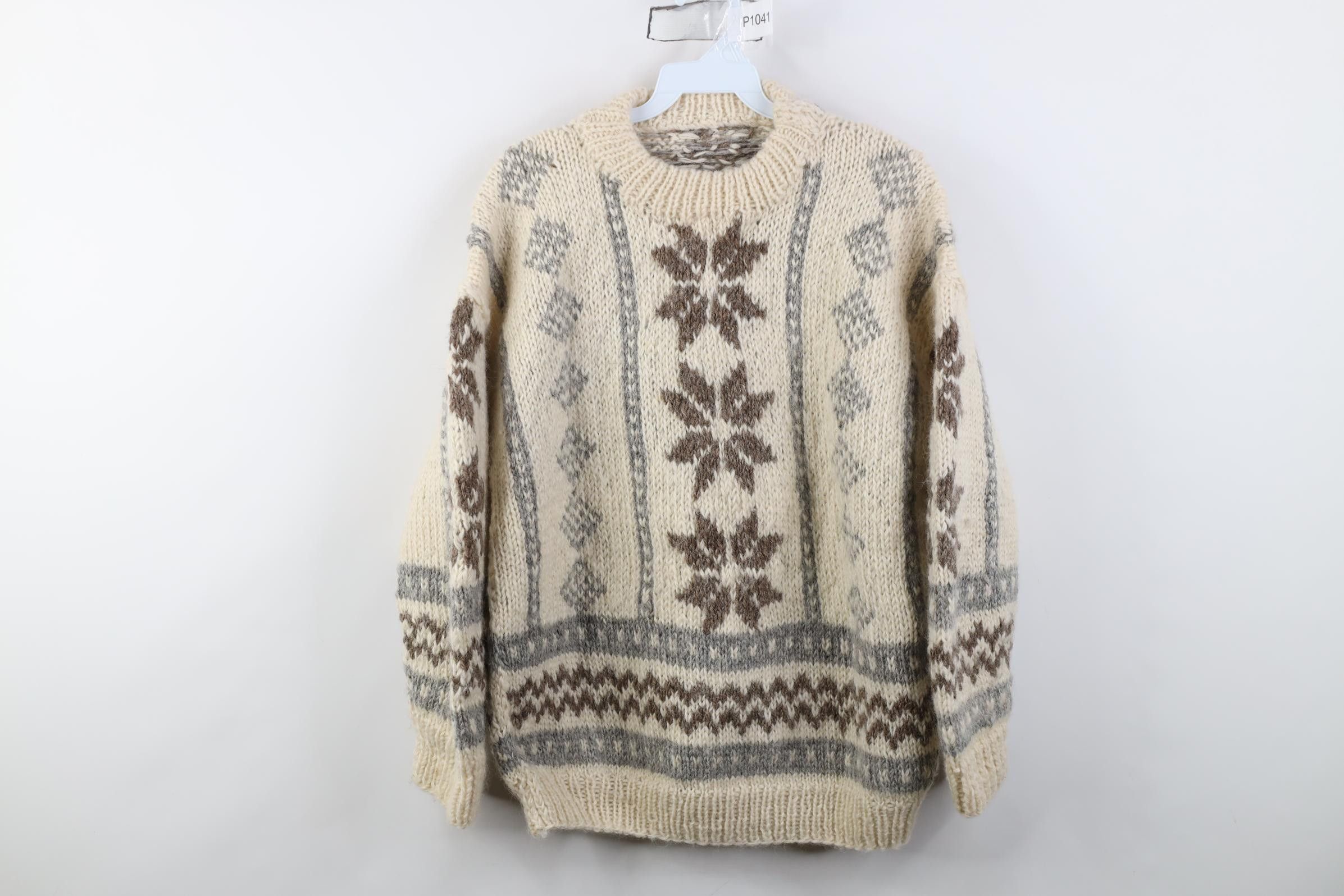 Vintage Vintage 50s Streetwear Wool Snowflake Geometric Knit Sweater Size US M / EU 48-50 / 2 - 1 Thumbnail
