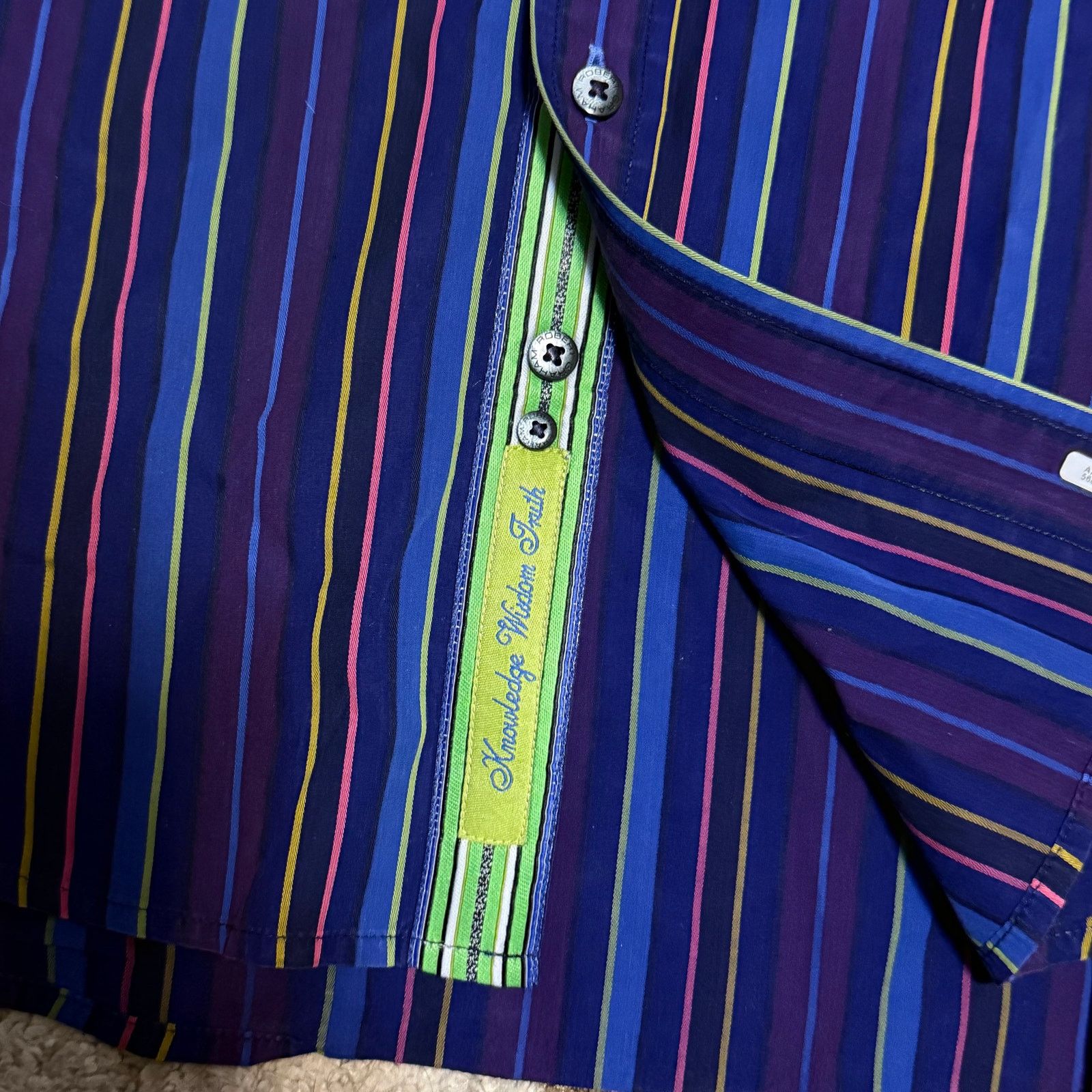 Robert Graham Robert Graham Multicolor Striped Flip Cuff Shirt Size XL Size US XL / EU 56 / 4 - 4 Thumbnail