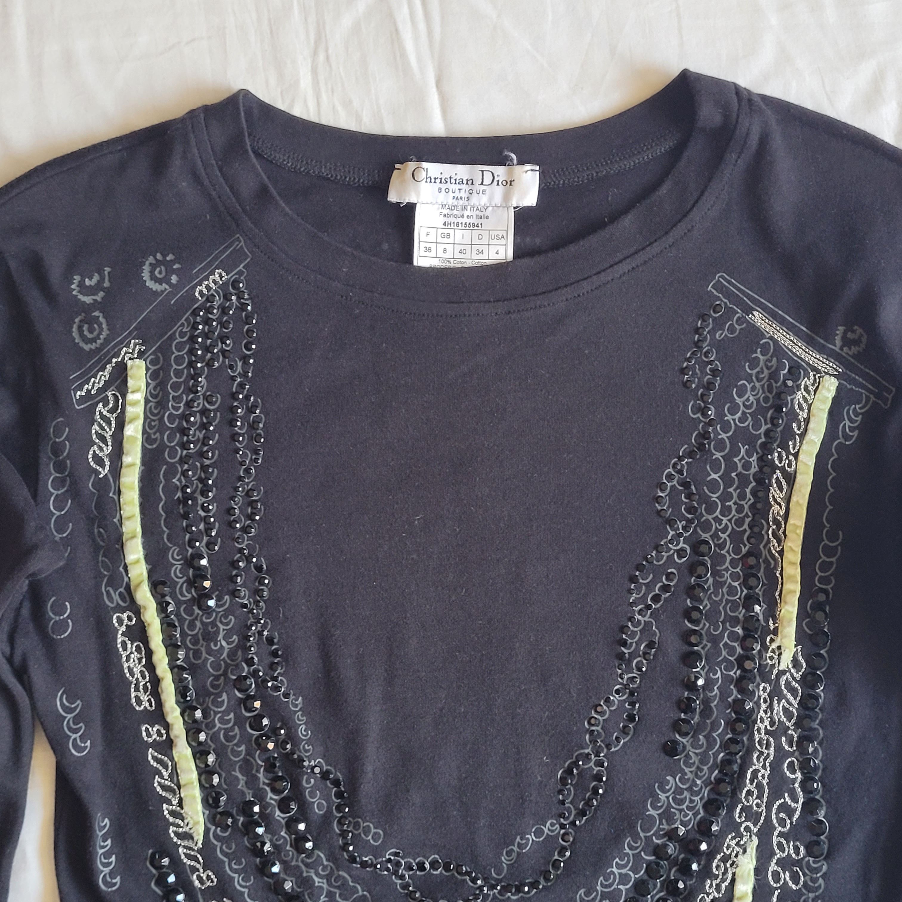 Dior by Galliano 2000s pearles trompe l'oeil printed tee