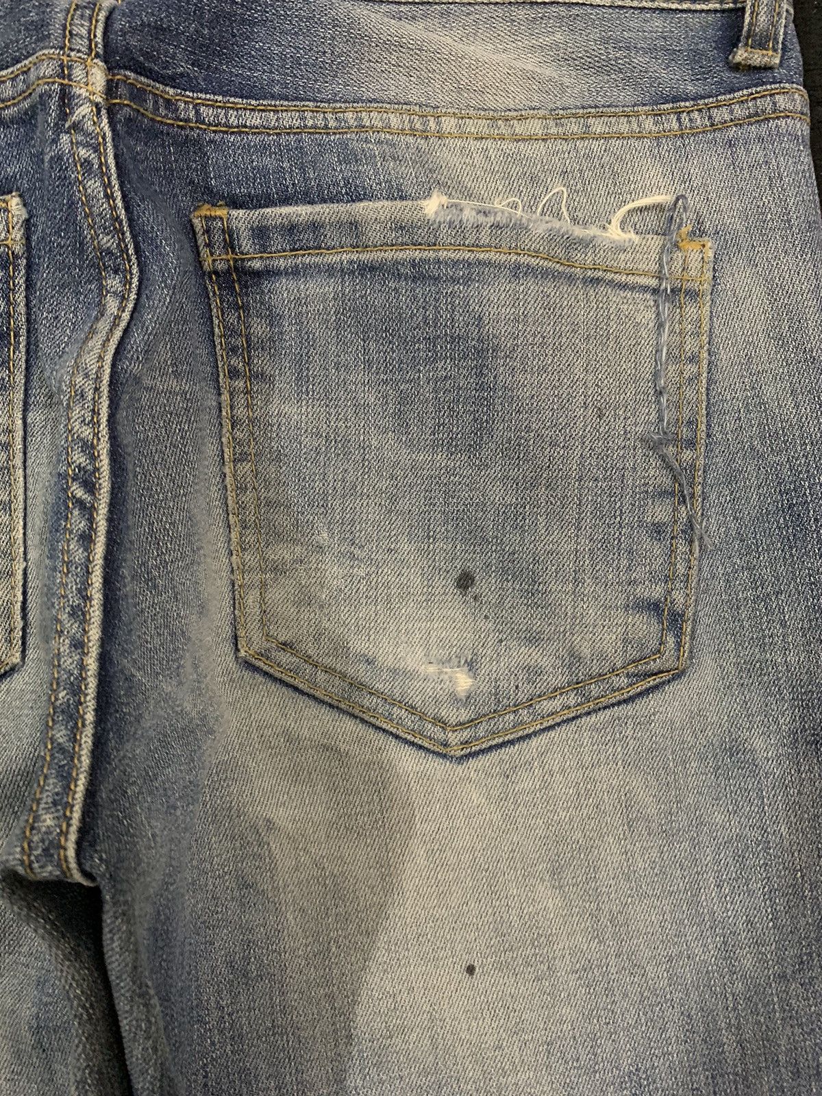KMRii Vintage Japanese Brand Blue Washed Splatter Distressed Jeans Size US 32 / EU 48 - 14 Thumbnail