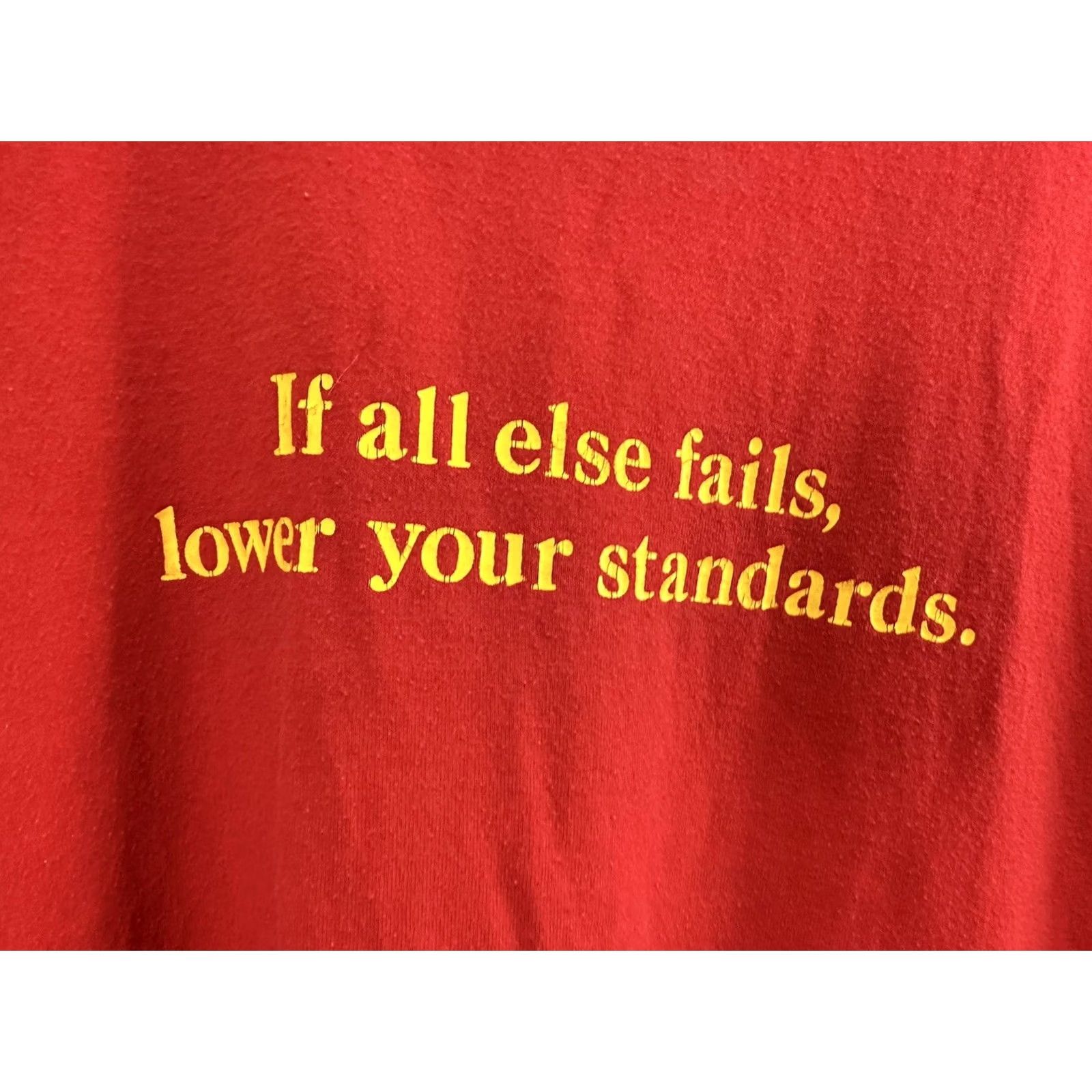 Jerzees VTG 80s If All Else Fails Lower Your Standards Thin Funny Quote T-Shirt L Red Mens Shirt 80s VTG Funny Quote T-Shirt Size L Red Mens Size US L / EU 52-54 / 3 - 2 Thumbnail