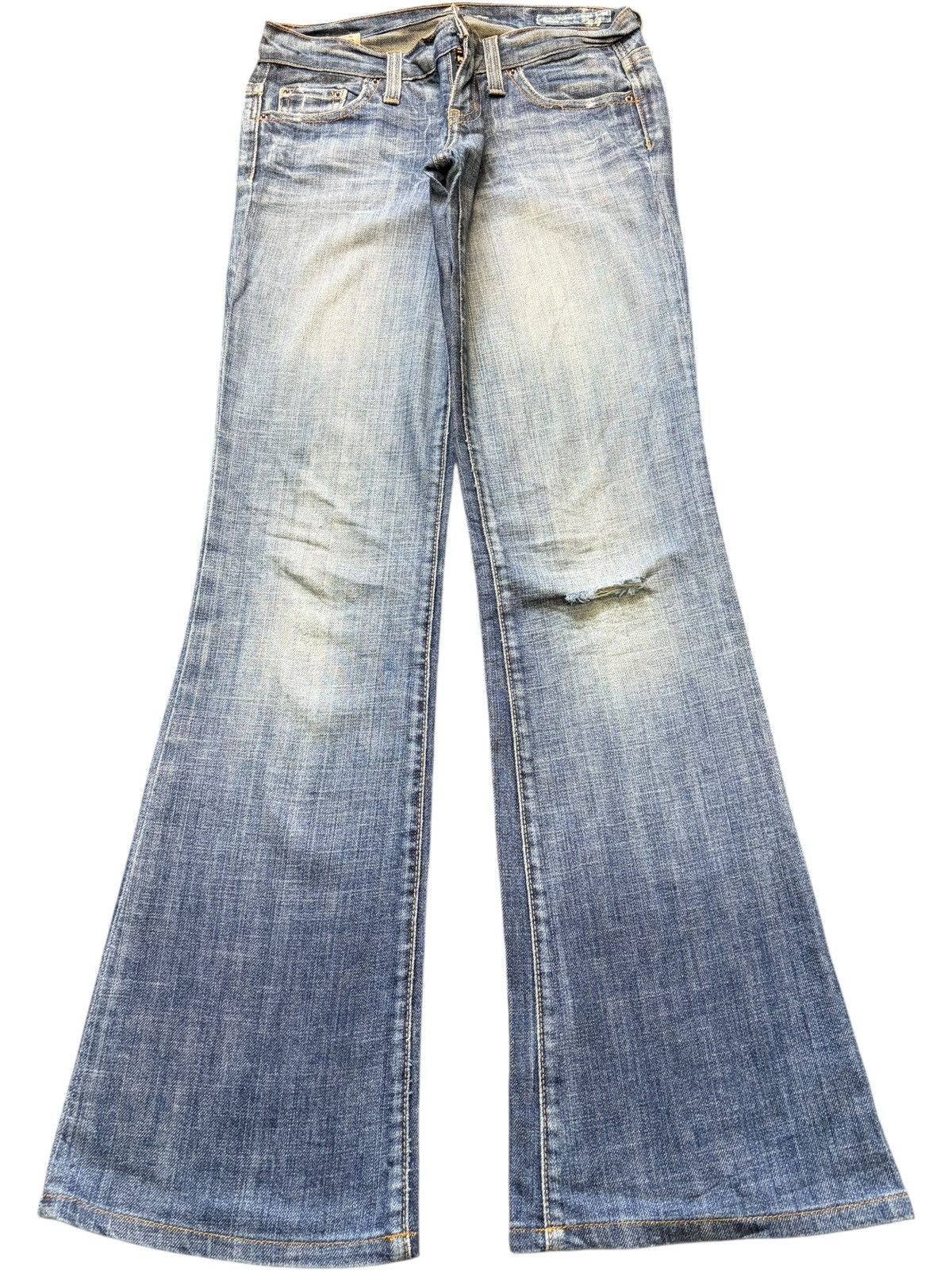 Diesel Vintage / Y2K Cult Blue Faded Wash Distress Flare Jeans Size 26" / US 2 / IT 38 - 1 Thumbnail
